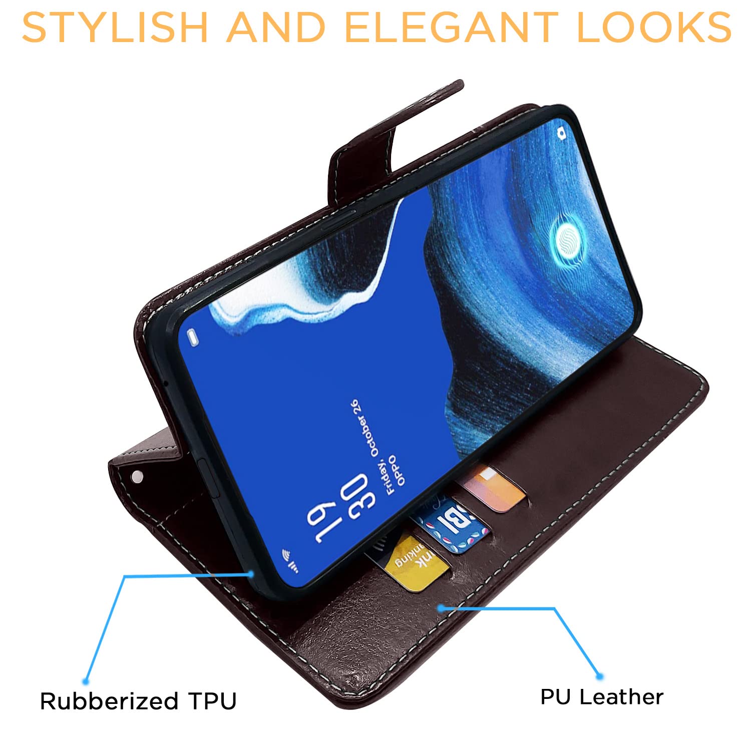 Coffee & brown Magnetic mobile flip cover for Reno 2Z/2F – Pikkme – photo 6