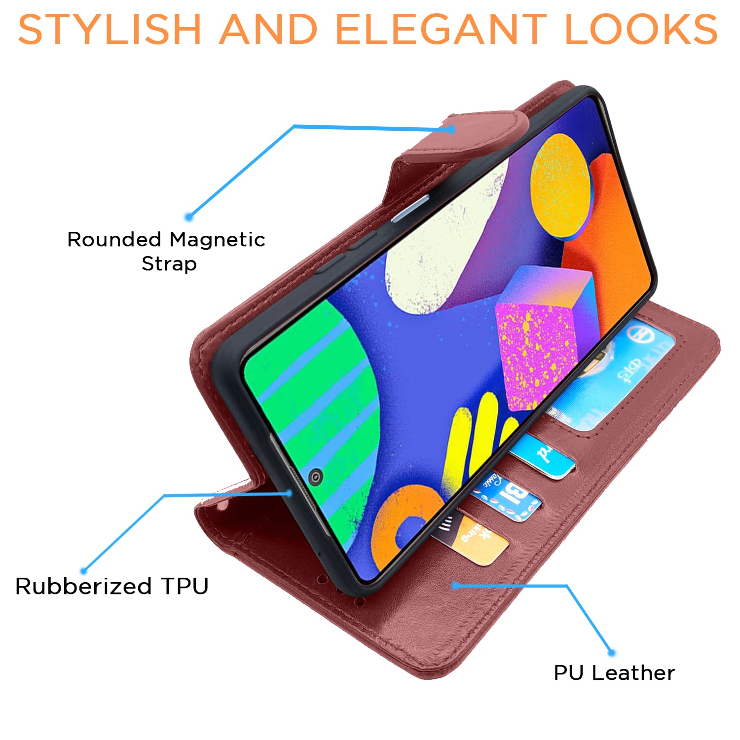 Pikkme Samsung Galaxy F62 Vintage Flip Cover (Brown)