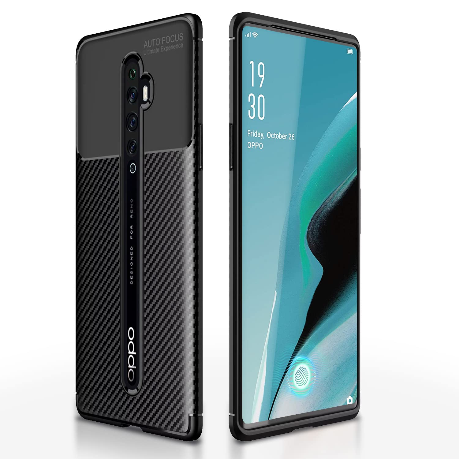 Oppo Reno 2F/2Z Carbon mobile back cover in black by Pikkme