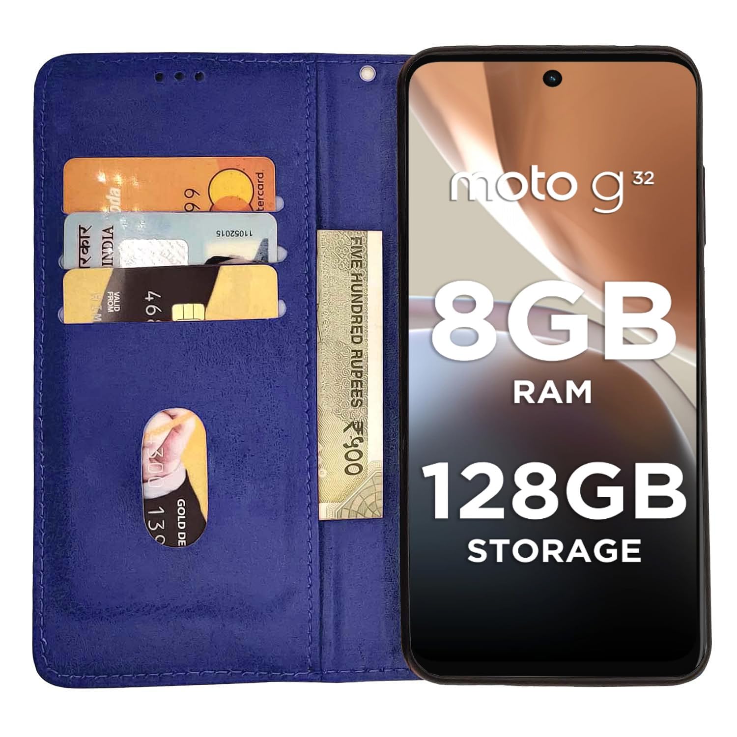 Pikkme Moto G32 blue mobile flip cover – photo 2