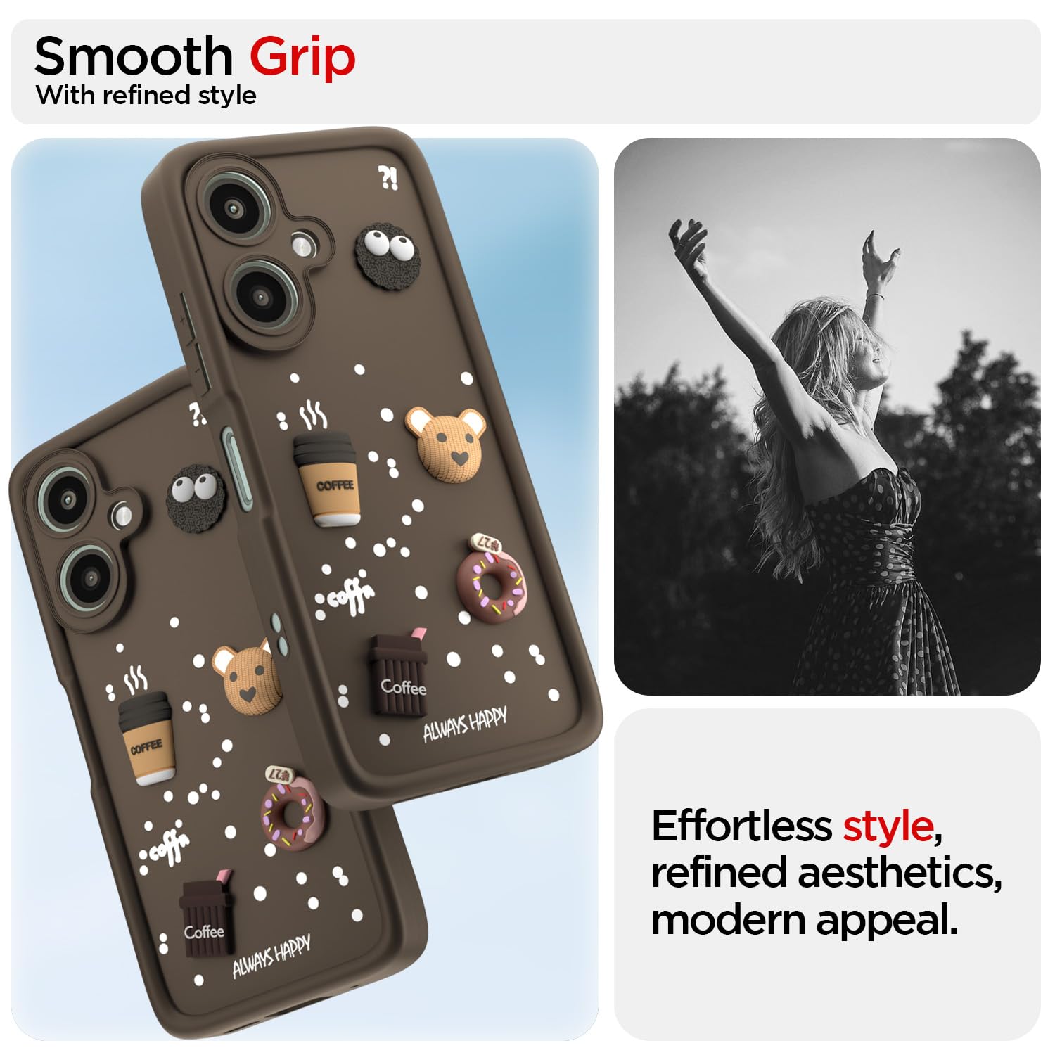 Pikkme Redmi 13C 5G / Poco M6 5G Cute Fun Cartoon 3D Bear Coffee Back Cover (Brown)