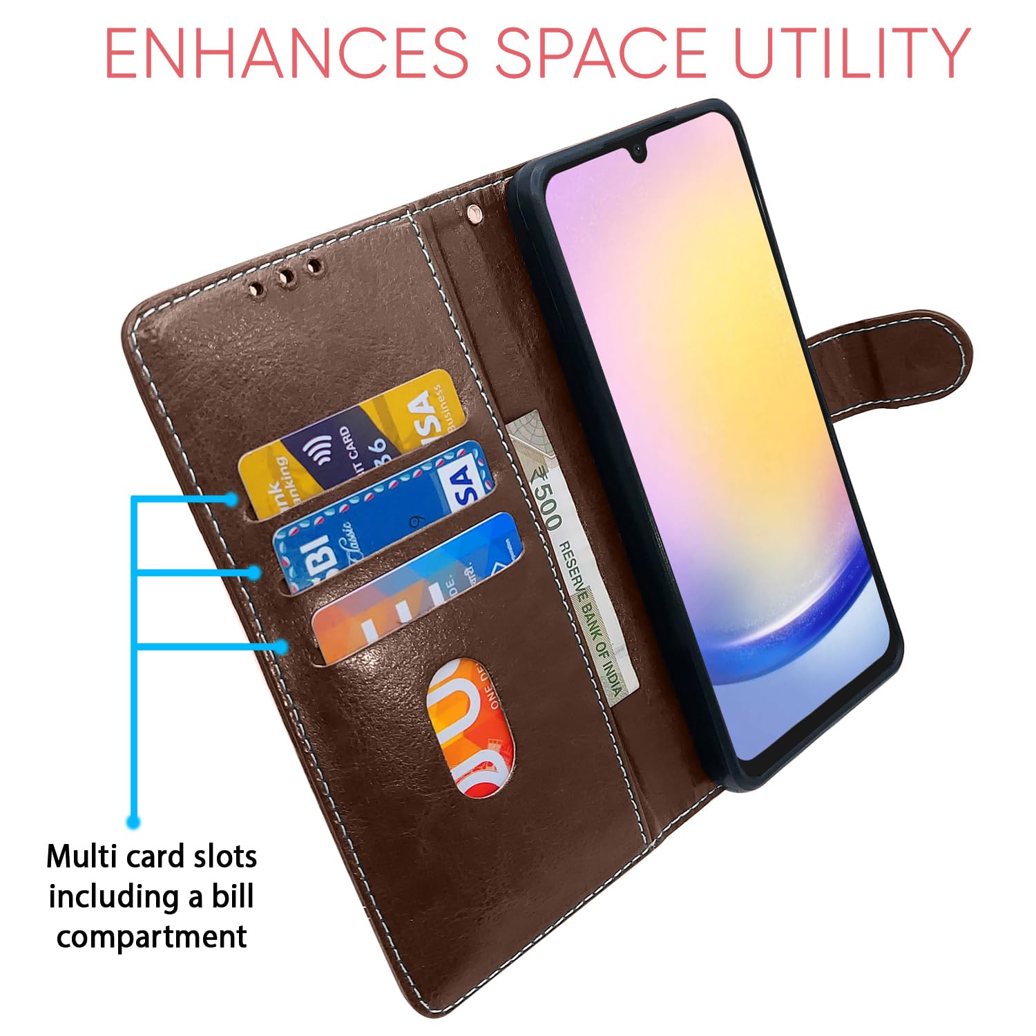Pikkme Samsung A15 5G brown & coffee mobile flip cover – photo 4