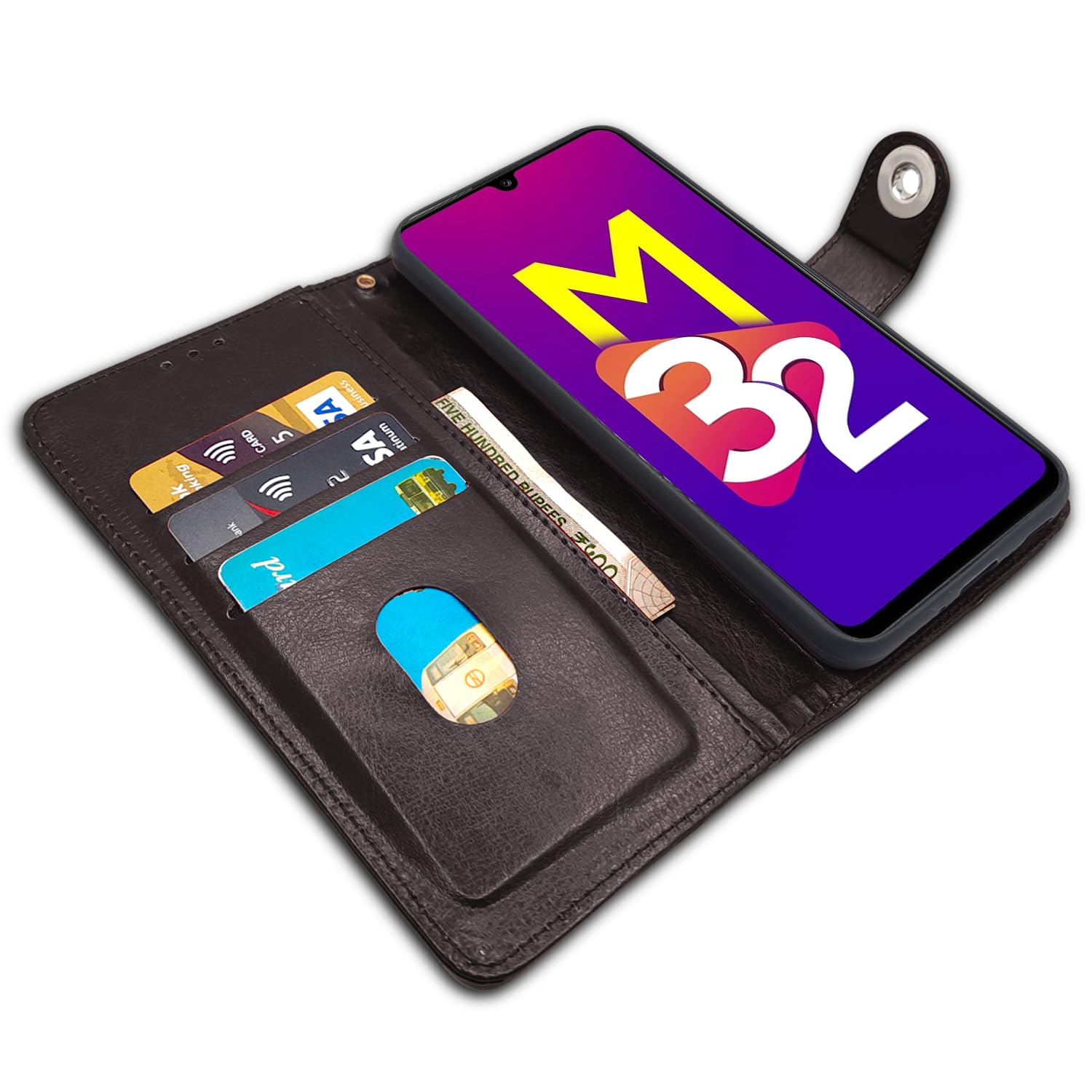Pikkme Samsung M32 4G/M32 Prime/F22 4G button coffee mobile flip cover – photo 3