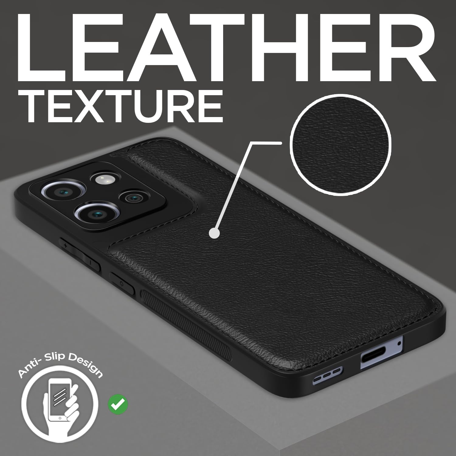 Pikkme Moto Edge 50 neo 5G Leather Back Case | Black