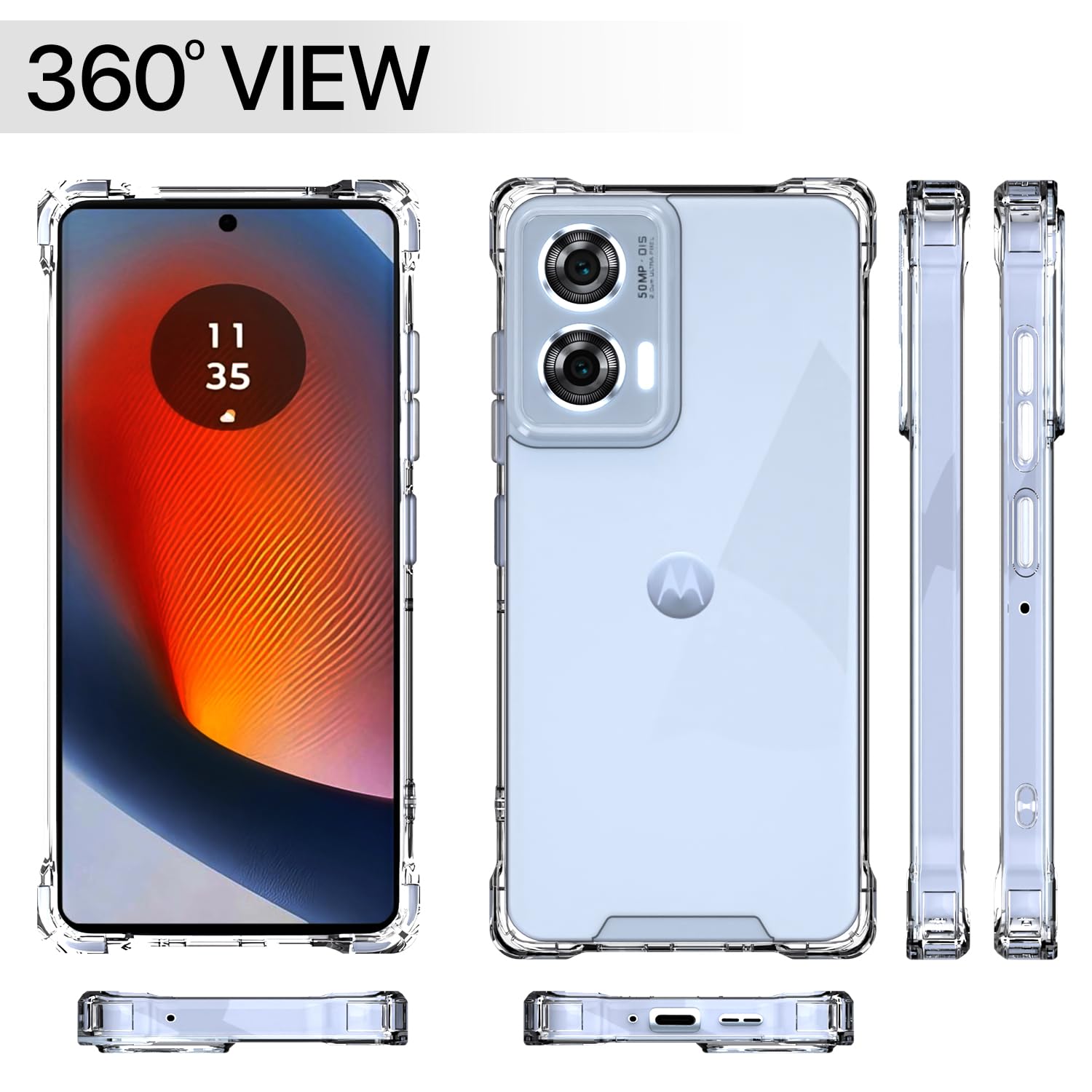 Pikkme Motorola Moto Edge 50 Fusion 5G PC + TPU Crystal Clear Back Cover (Transparent)