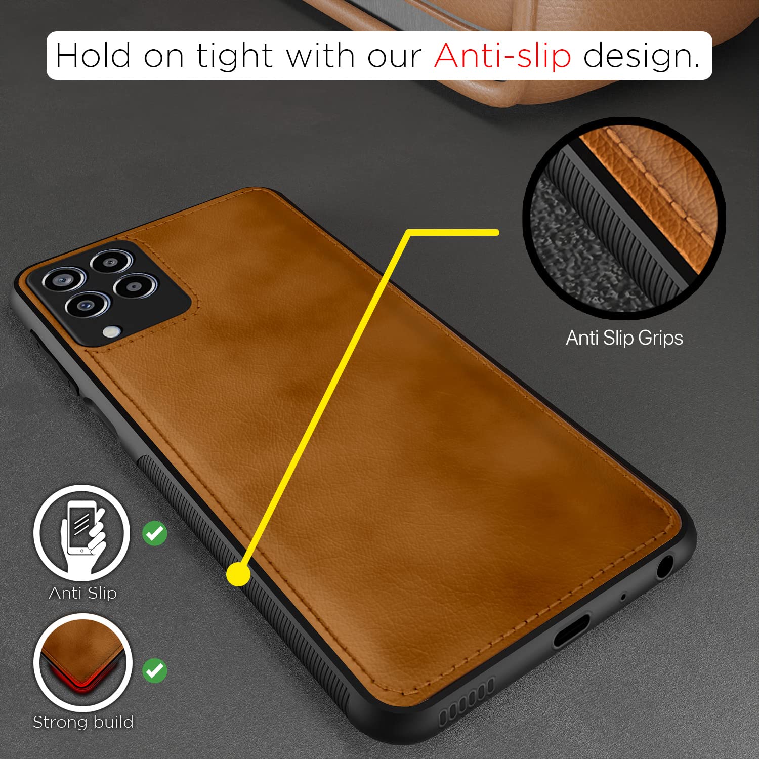 Pikkme Samsung Galaxy M33 5G Leatherback Back Case | Brown