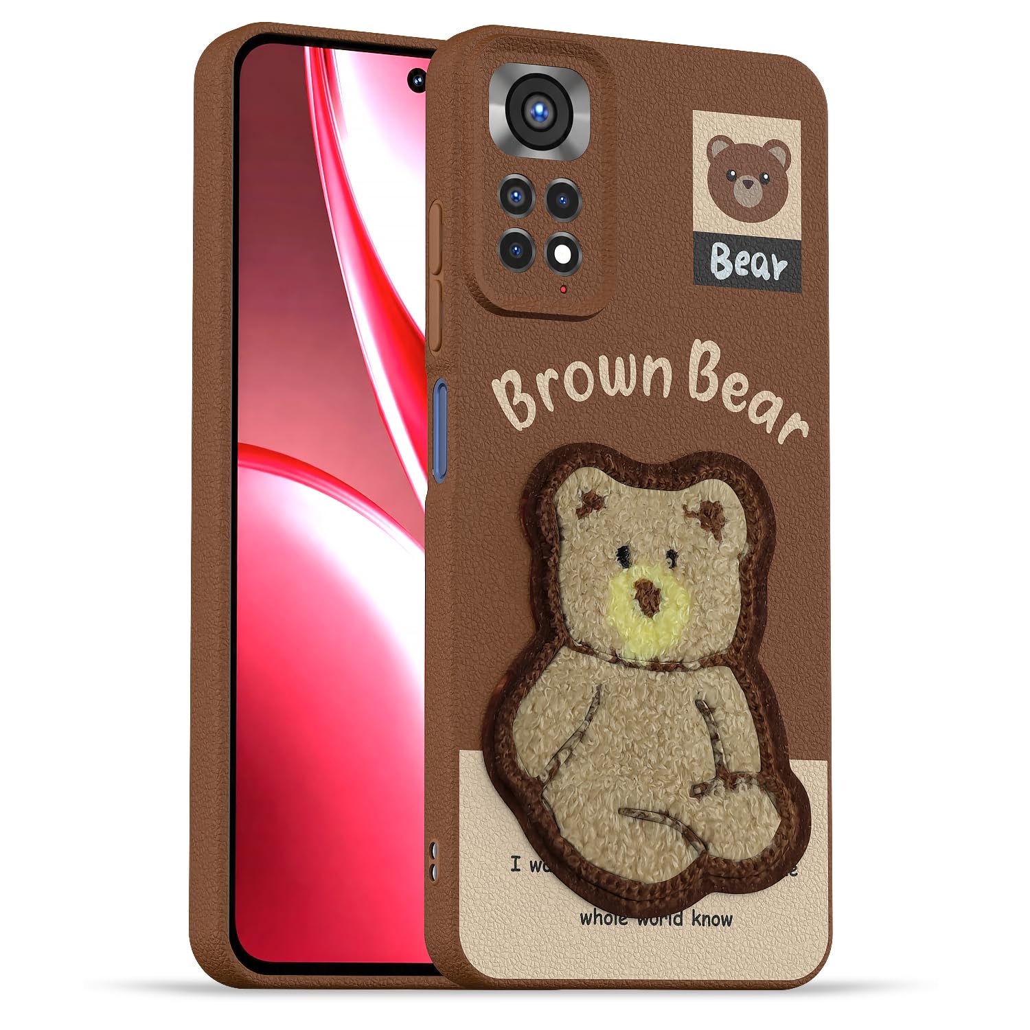 Pikkme Redmi Note 11/Note 11s Plush Patch brown phone cover
