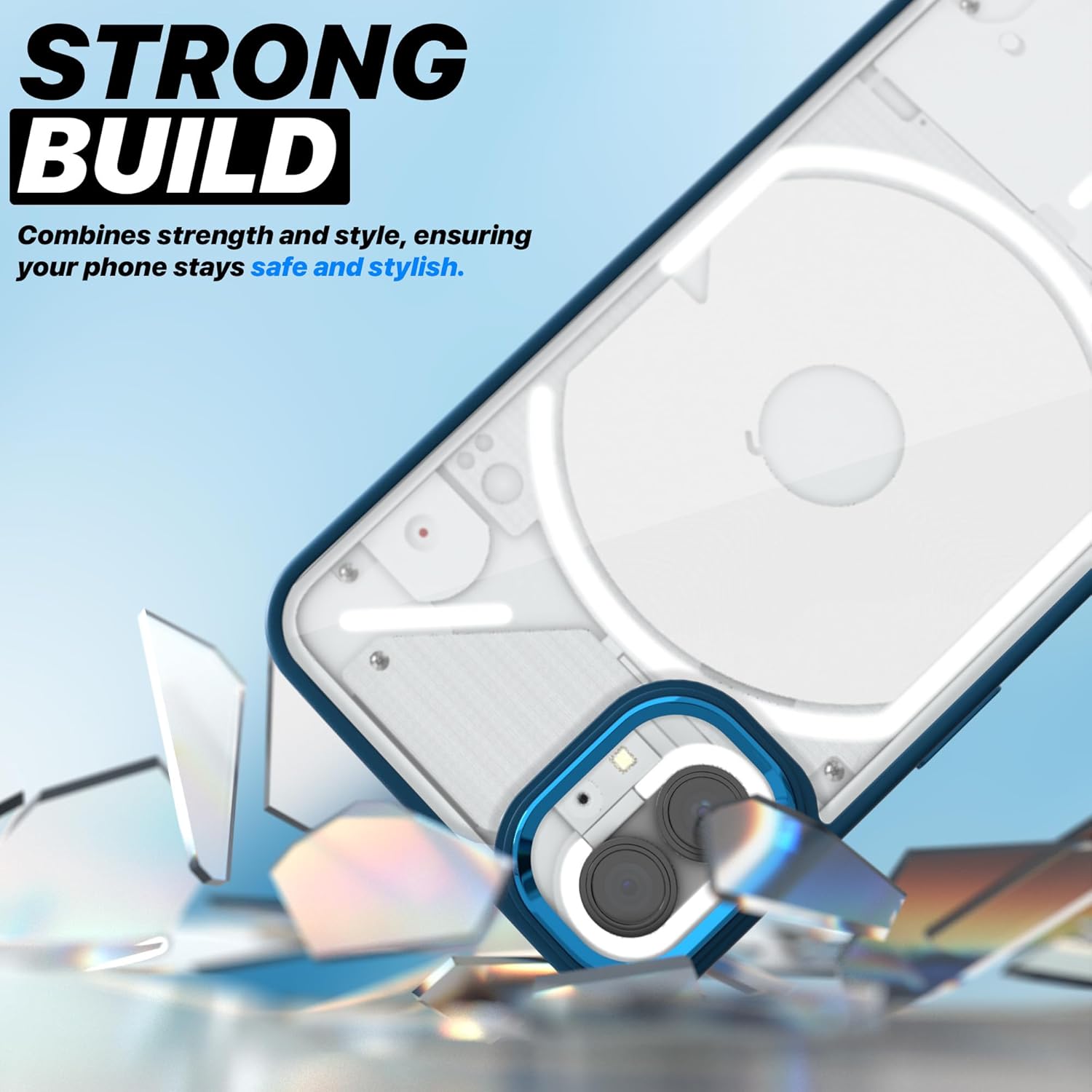 Pikkme Nothing Phone 1 Metal Chrome Ring Back Case (Indigo)