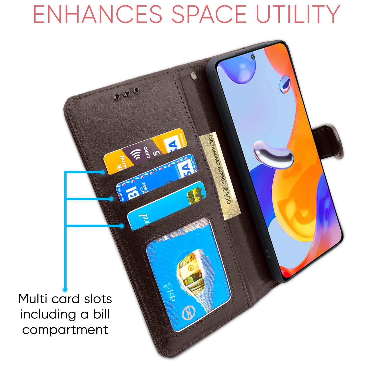 Pikkme Mi Redmi Note 11 Pro/Note 11 Pro Plus 5G Vintage Flip Cover (Coffee)