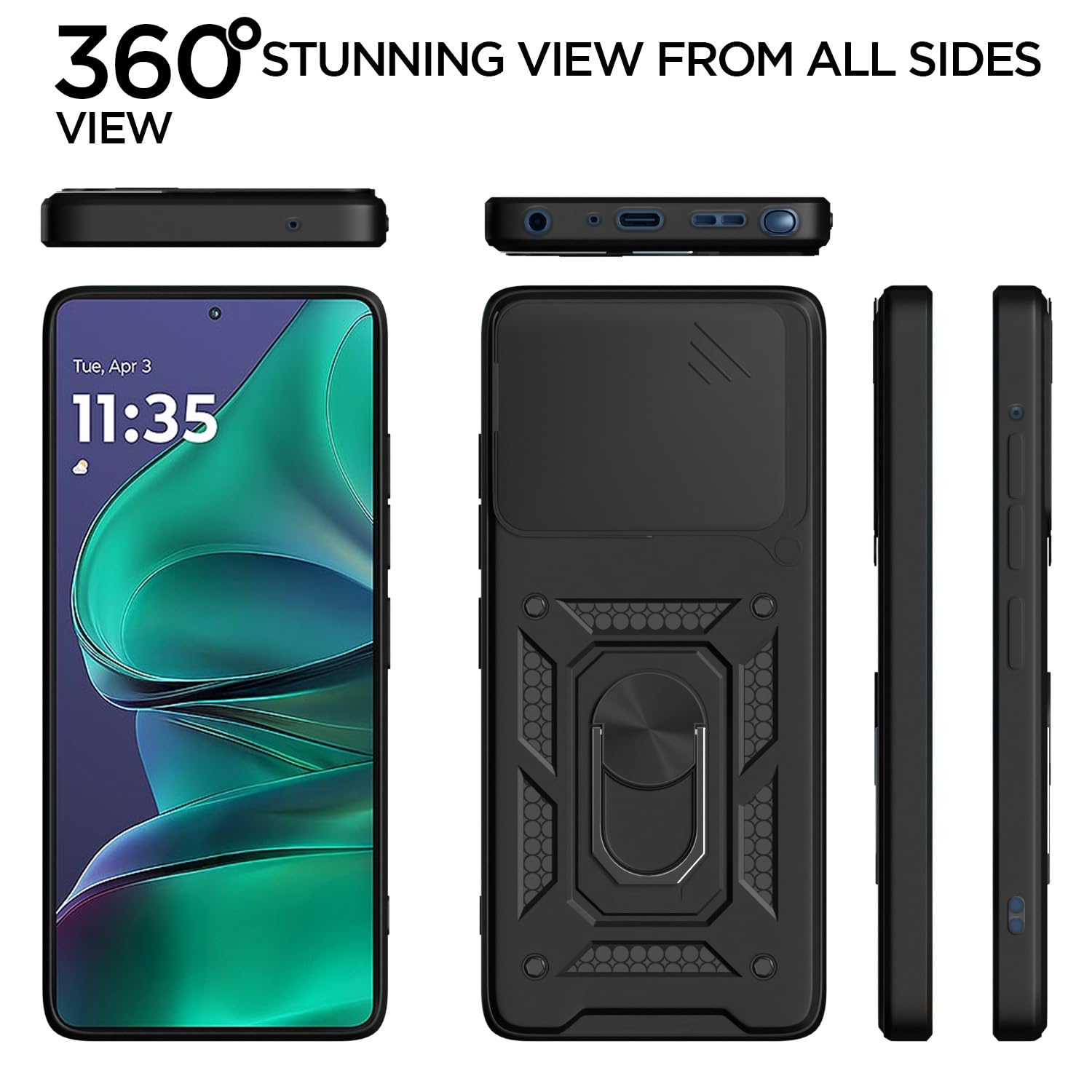 Pikkme Motorola Moto edge 60 Stylus 5G D10 Tough Armor Back Cover (Black)