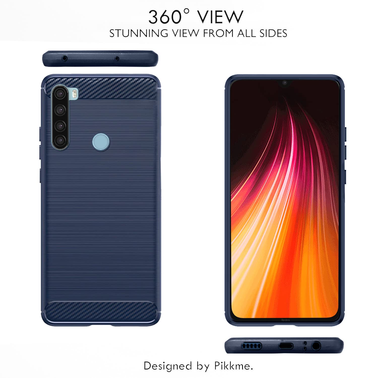 Pikkme Mi Redmi Note 8 Hybrid Carbon Fiber Back Cover | Blue