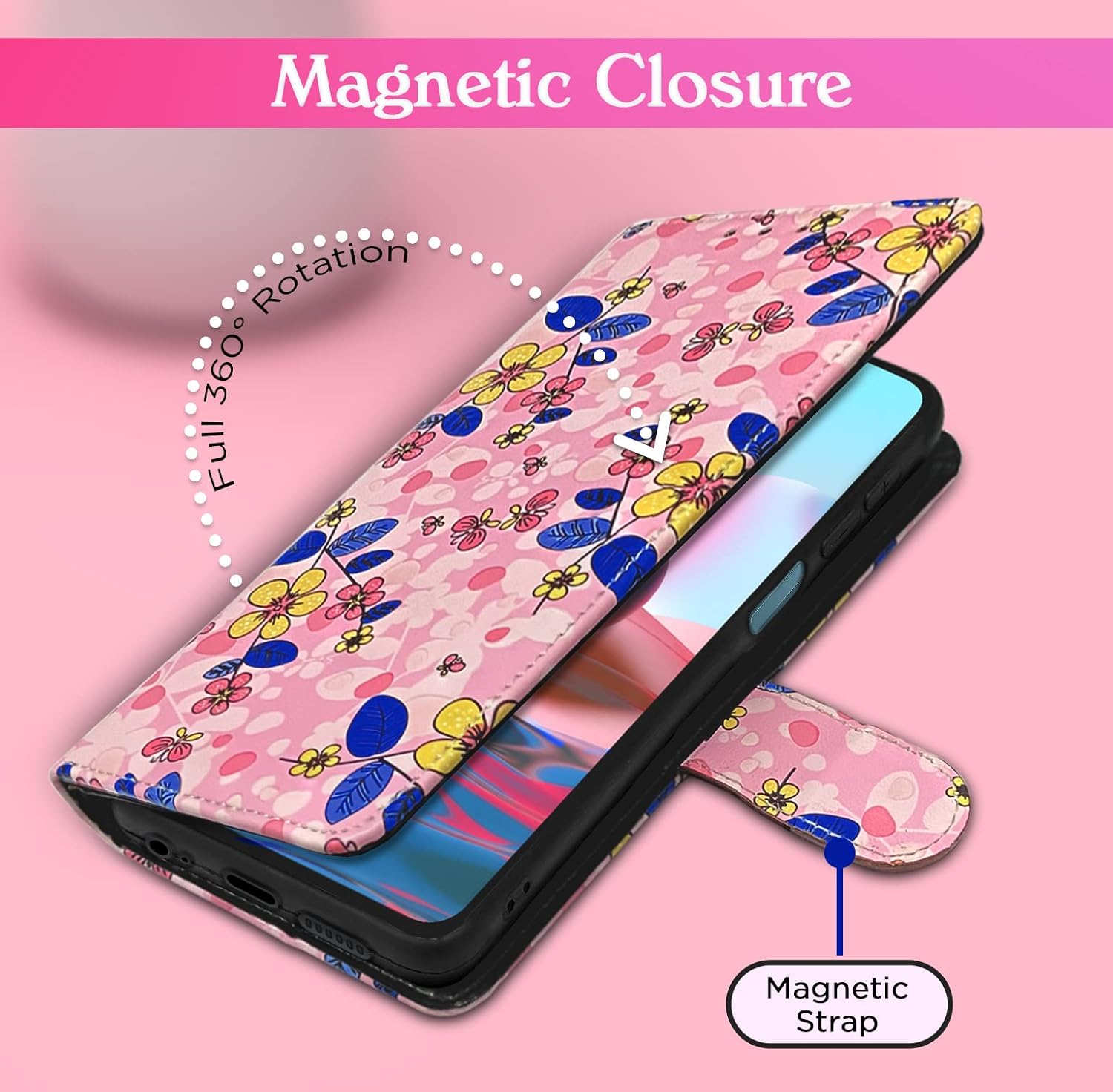 Pikkme Redmi Note 10 / 10s / 11 SE Flower Flip Cover (Pink)