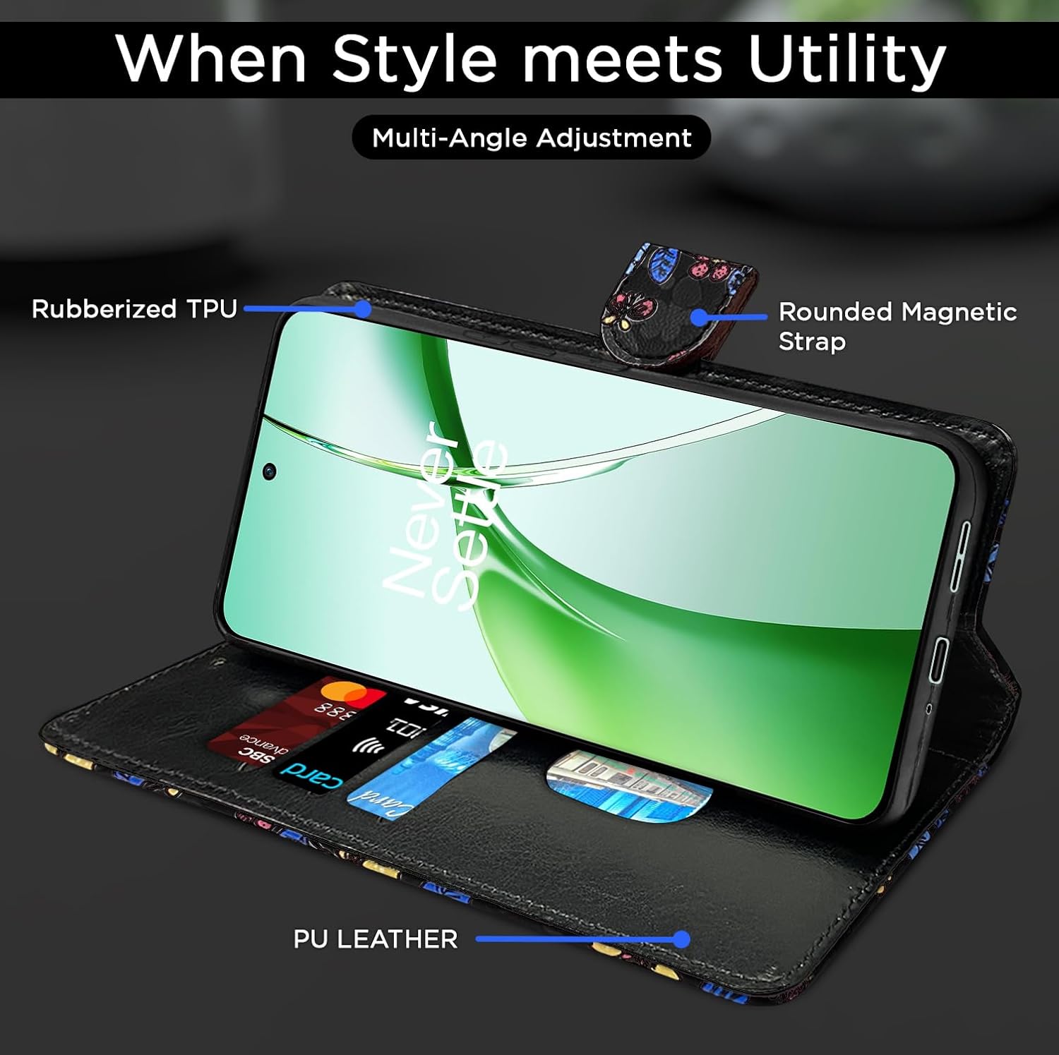 Pikkme black Flower flip cover for OnePlus Nord CE 4 5G – photo 5