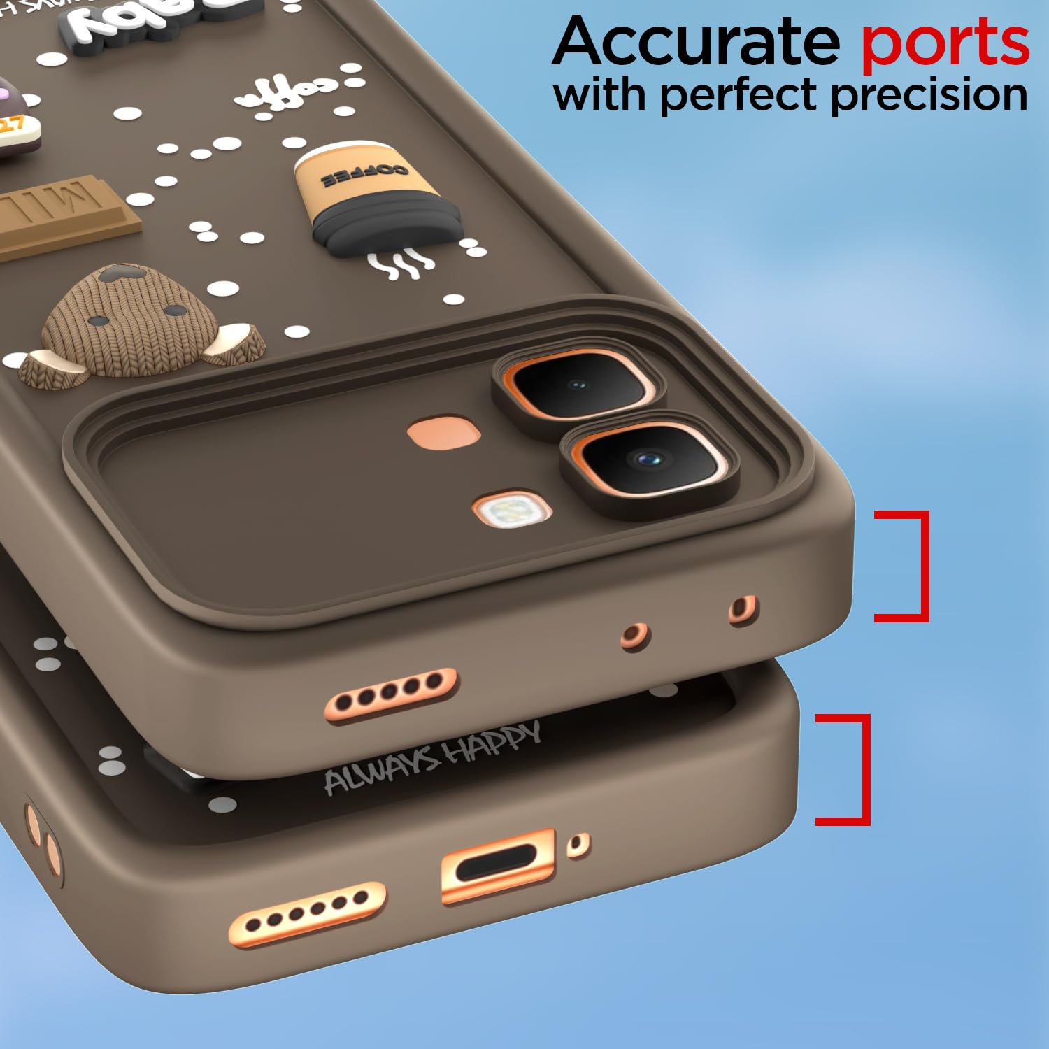 Infinix Note Edge 5G/3D Silicone mobile back cover in brown by Pikkme – photo 4