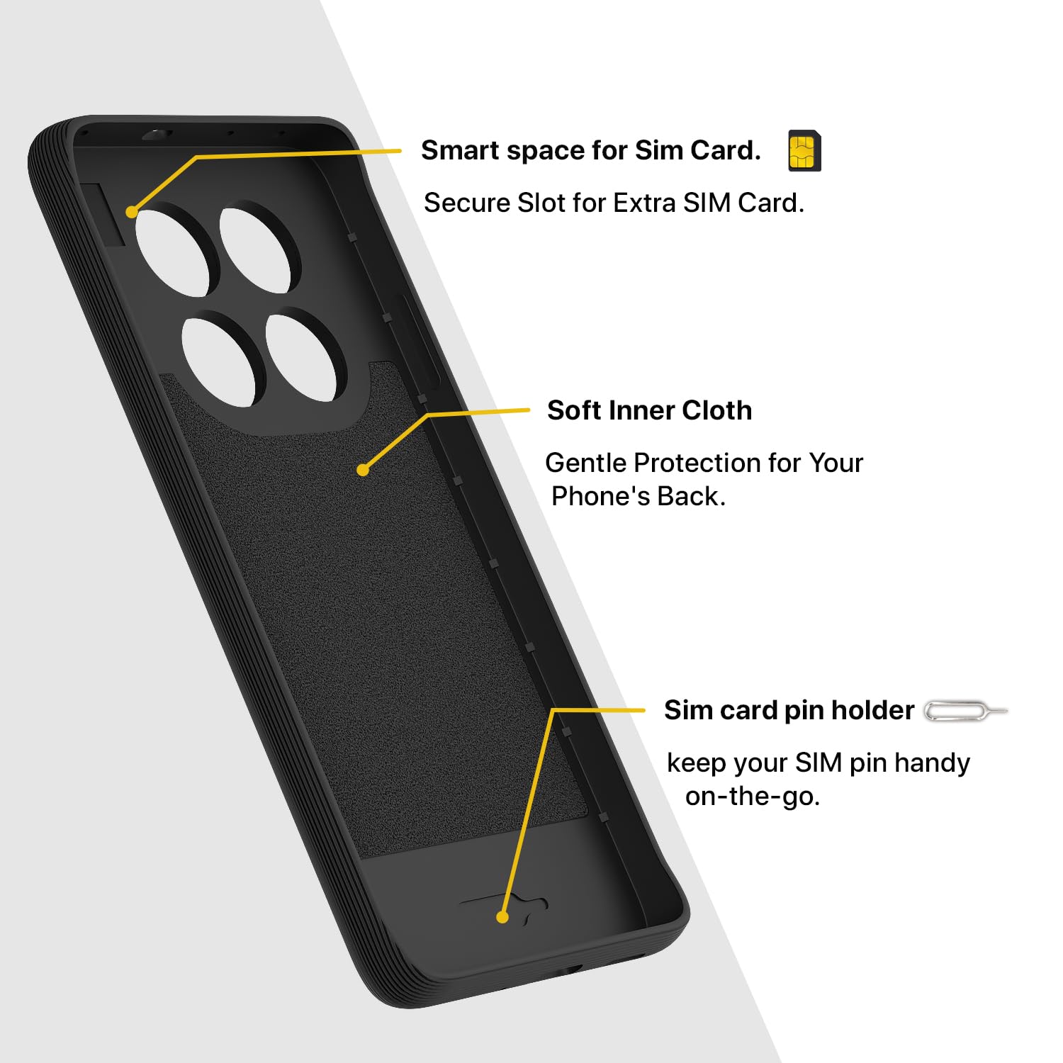 Pikkme Redmi Note 14 Pro 5G Gencase Back Cover (Black)