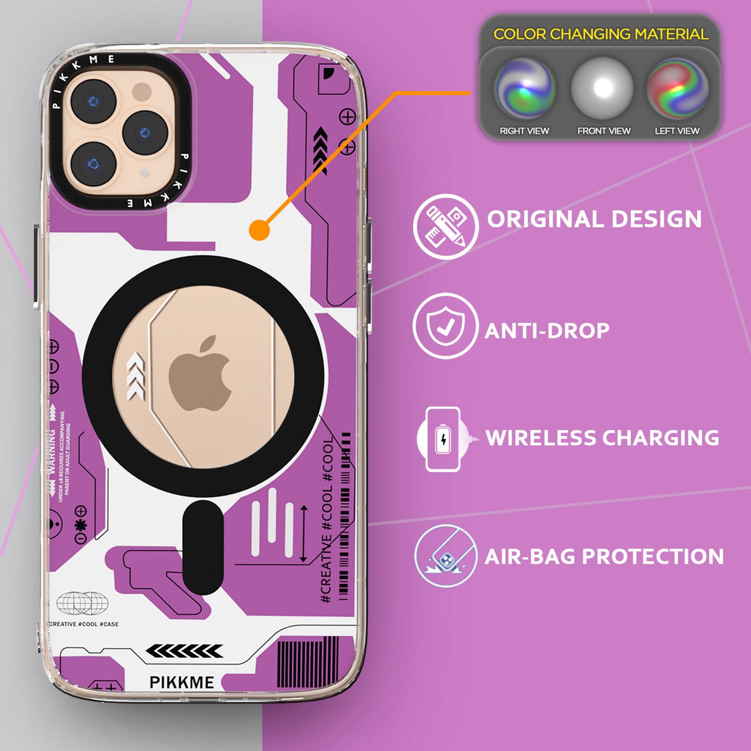 Pikkme iPhone 11 Pro Max Printmagsafe Back Cover (Pink)