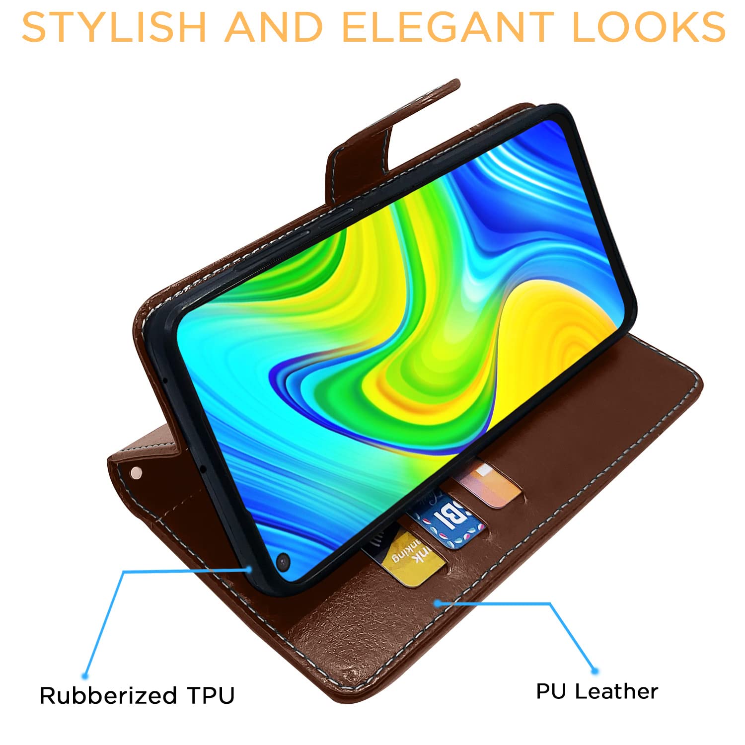 Pikkme brown & coffee wallet flip cover for Redmi Note 9 – photo 6