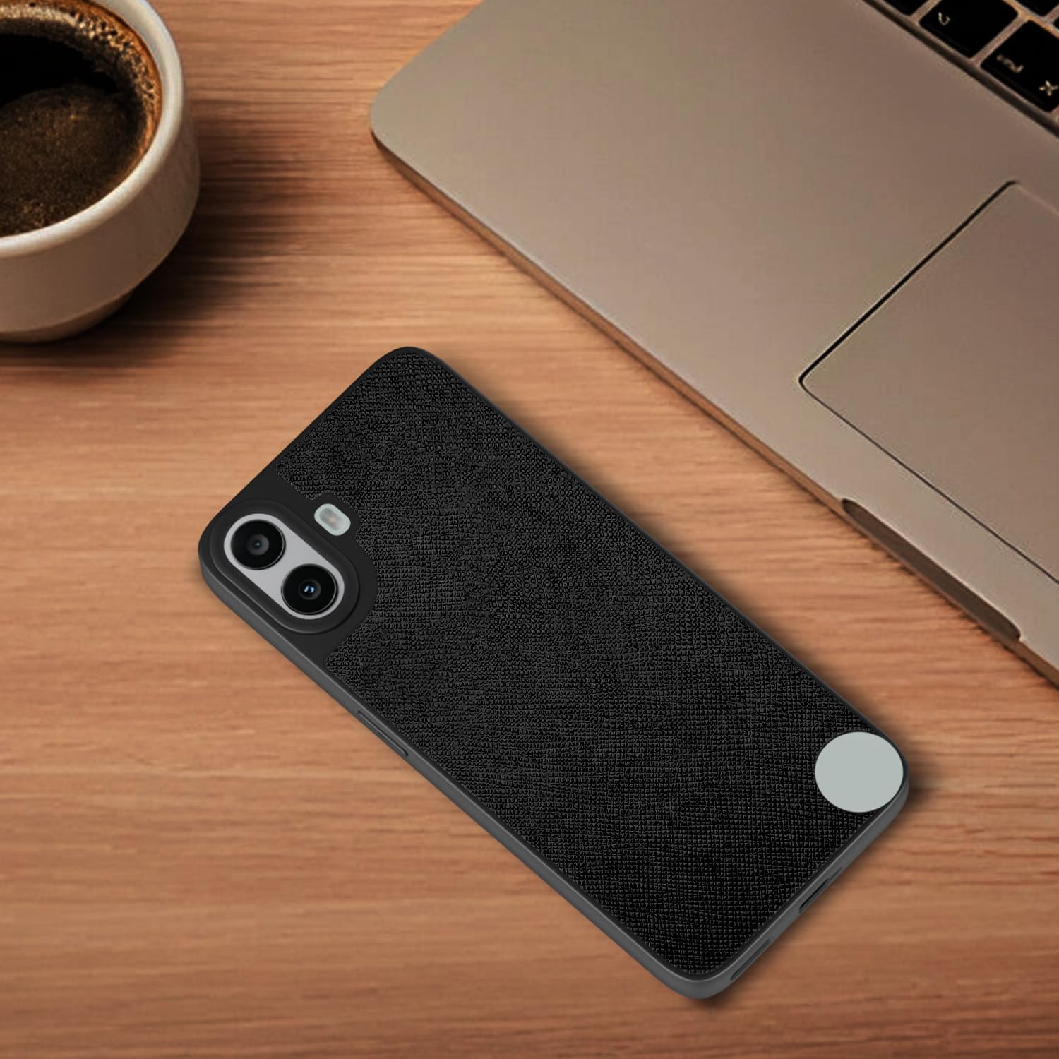 Pikkme CMF by Nothing Phone 1 Indian Leather Back Cover (Black)