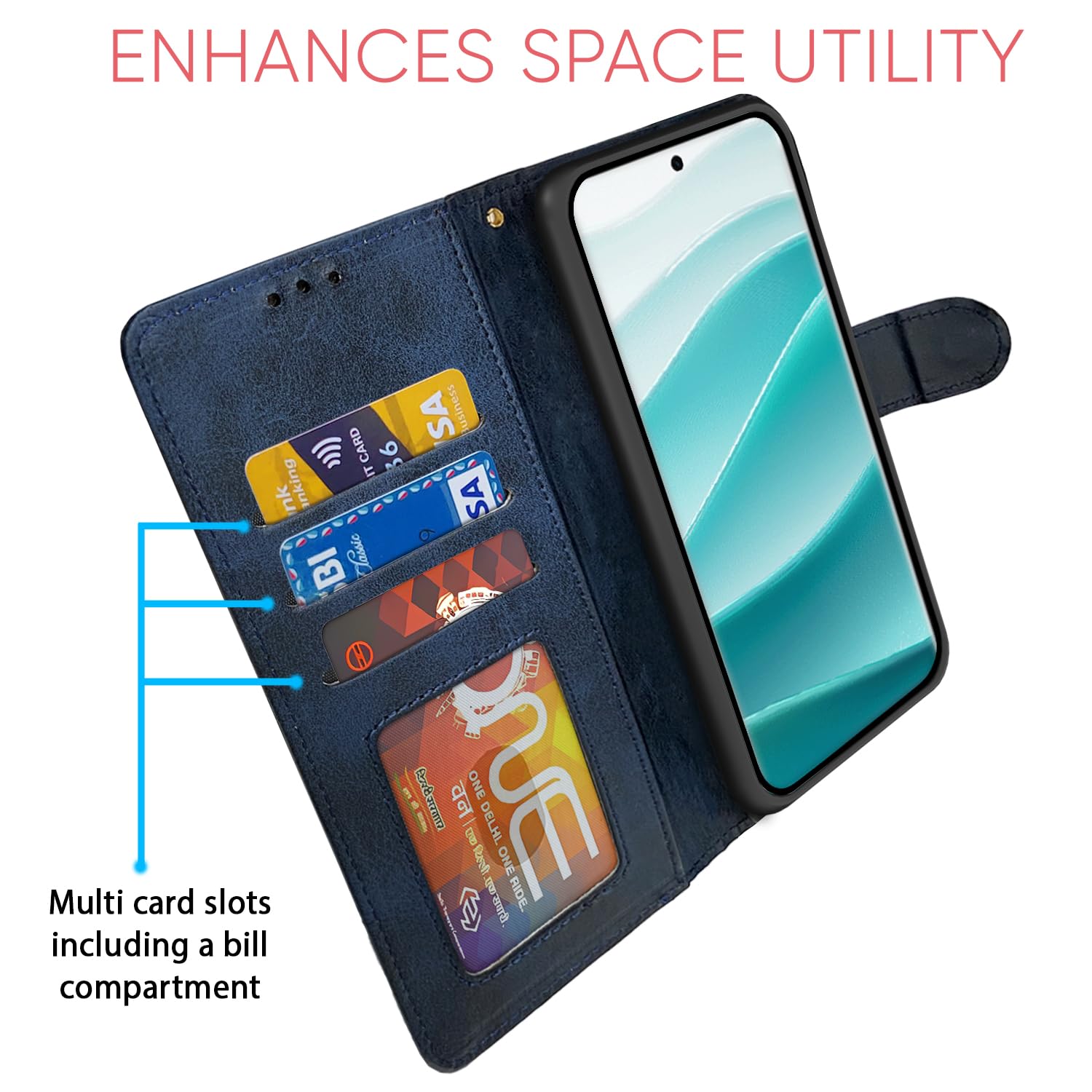 Pikkme Redmi Note 14 Pro/Note 14 Pro Plus 5G navy & light blue wallet flip cover – photo 5