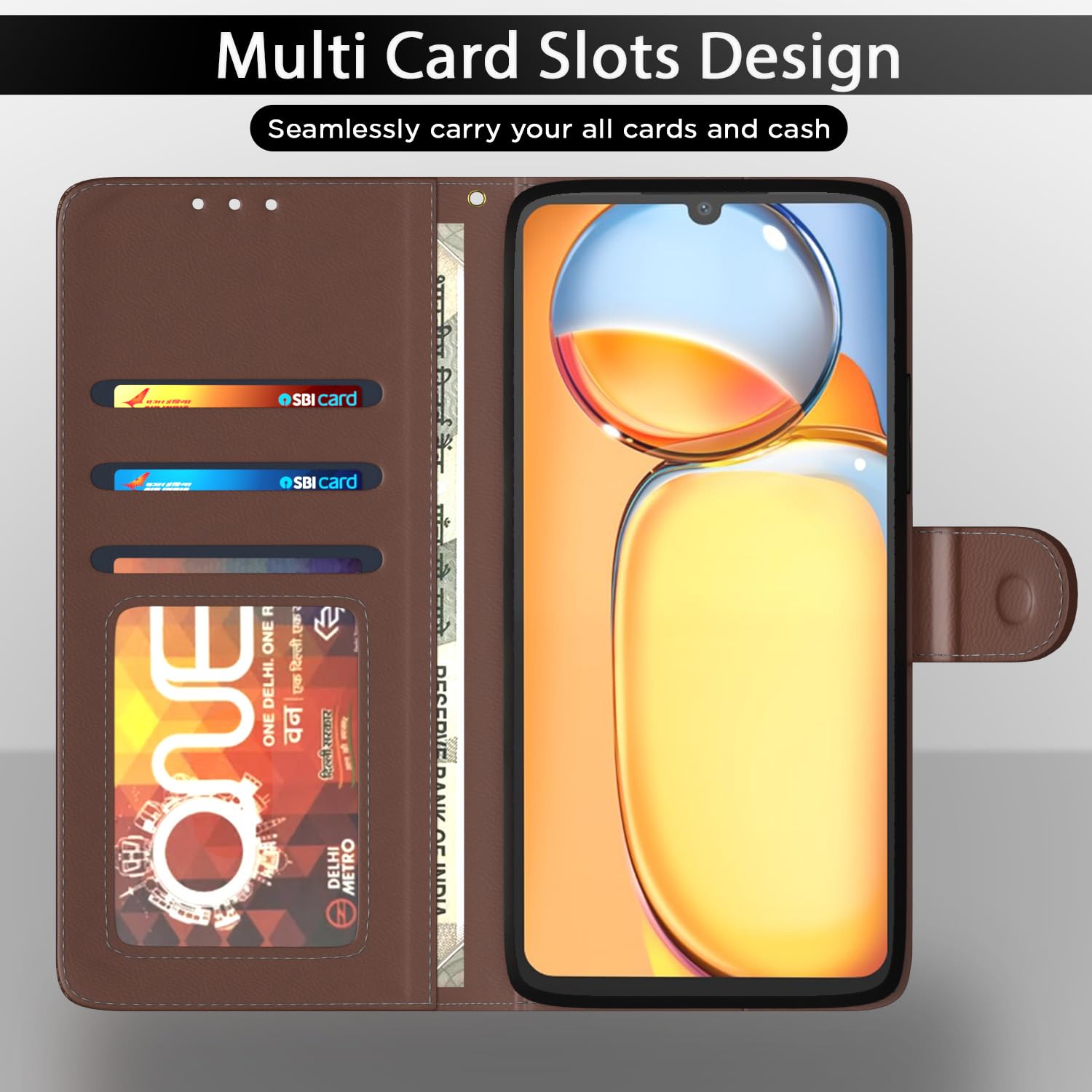 Tan flip cover for Redmi 13C 5G – Pikkme – photo 5