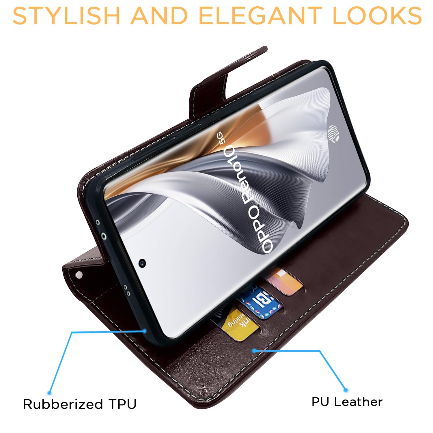 Pikkme Oppo Reno 10 5G Magnetic coffee & brown wallet flip cover – photo 5