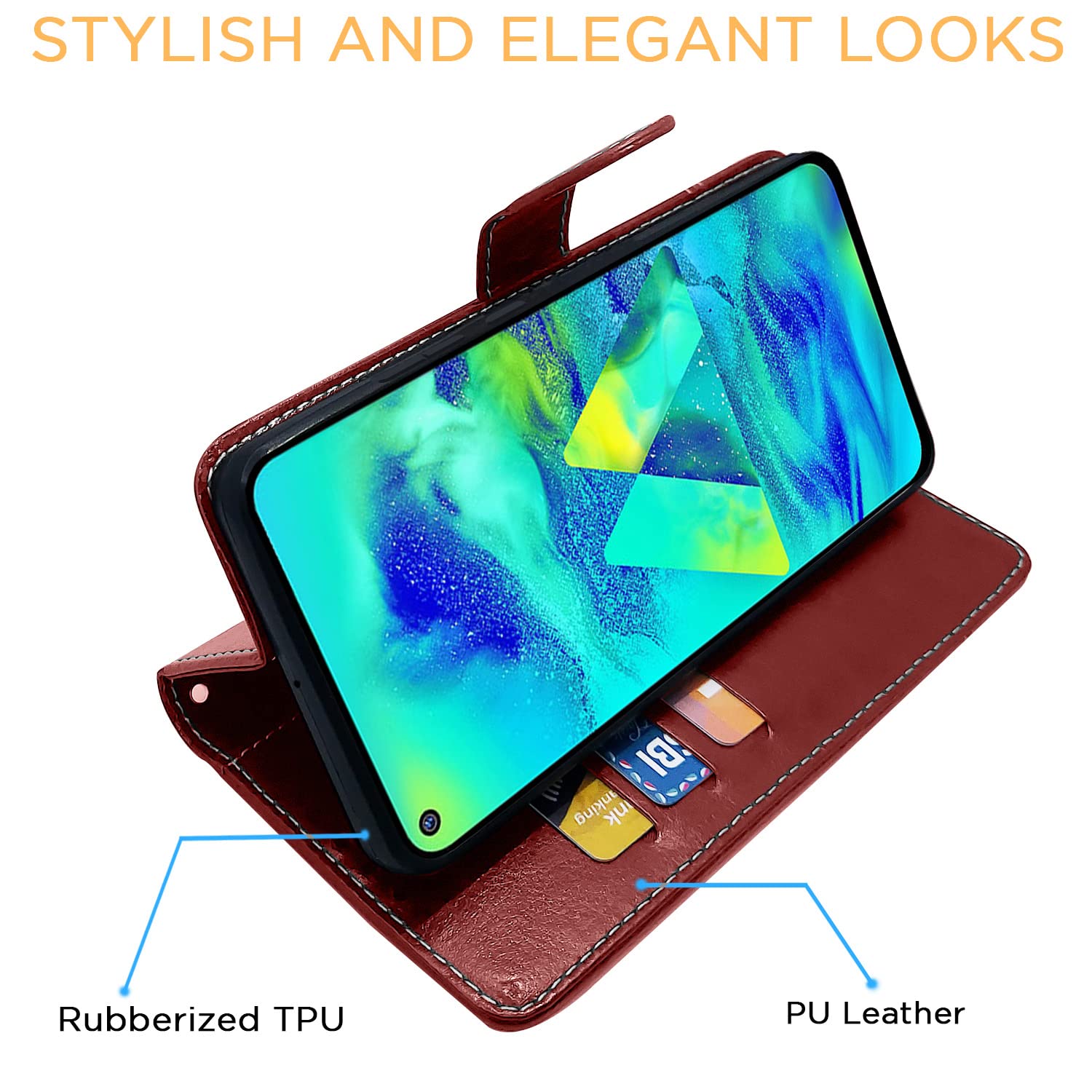 Brown & coffee Magnetic wallet flip cover for Samsung M40 – Pikkme – photo 5