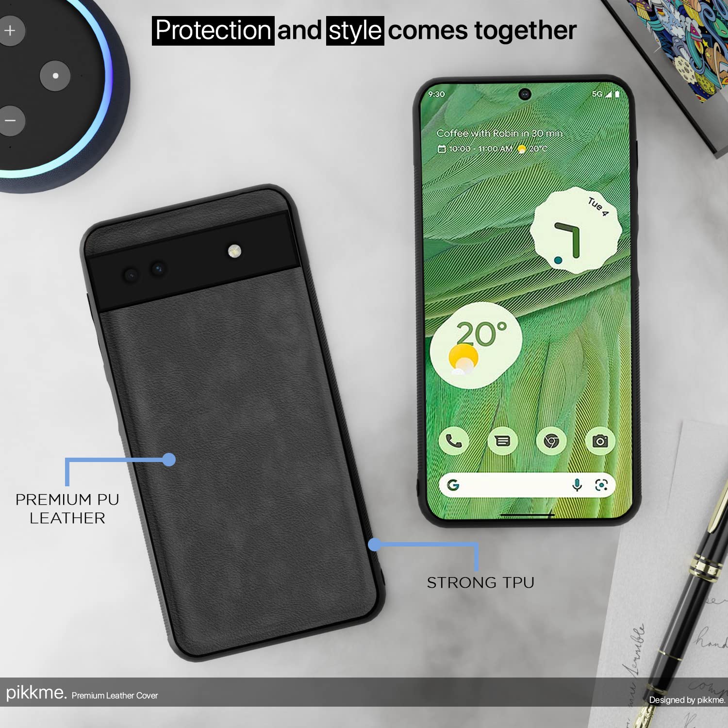 Google Pixel 6A mobile back cover in grey by Pikkme – photo 4