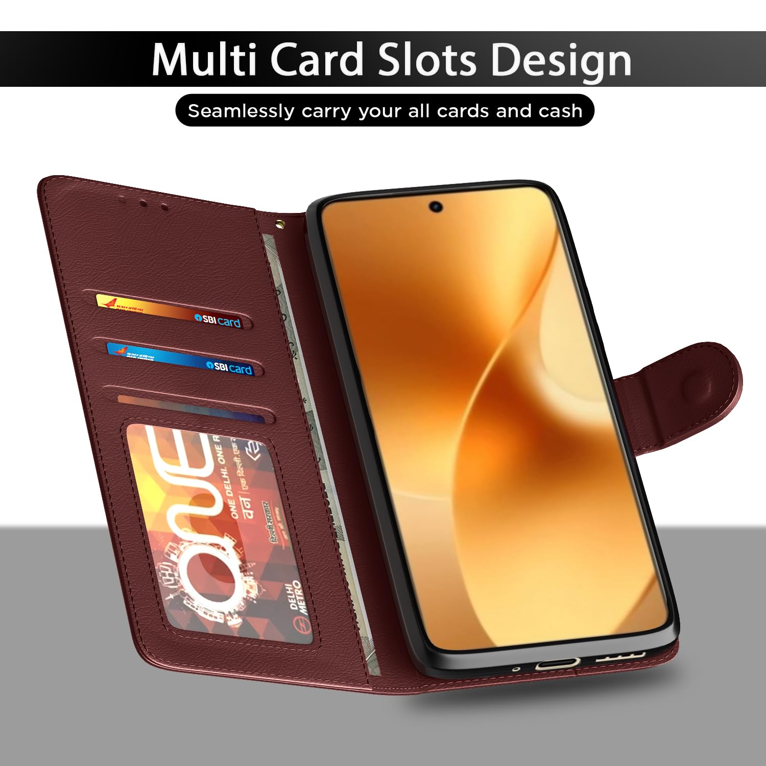 Realme 15 Pro 5G flip case in brown by Pikkme – photo 5