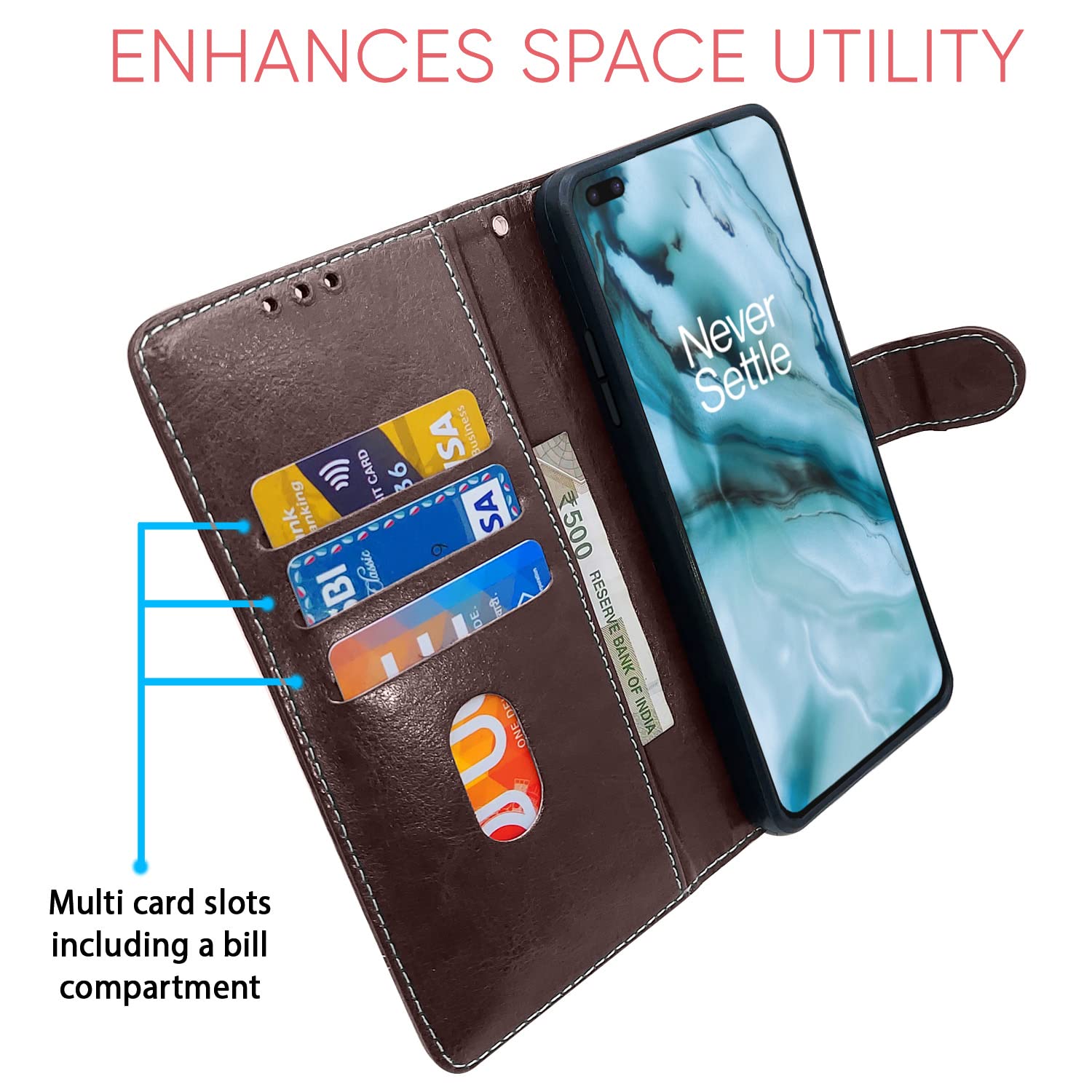Coffee & brown flip cover for OnePlus Nord (2020) – Pikkme – photo 3