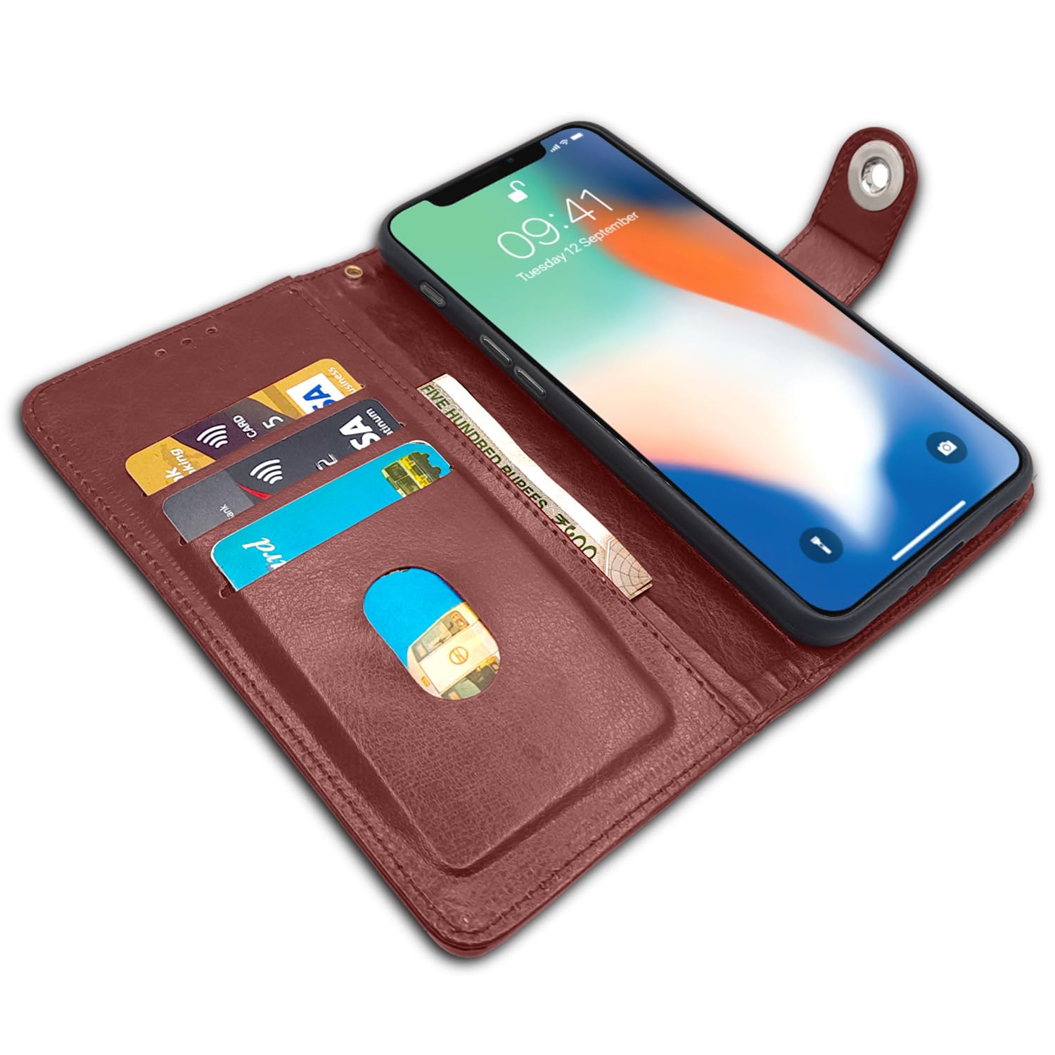 Pikkme brown wallet flip cover for iPhone X/XS – photo 3