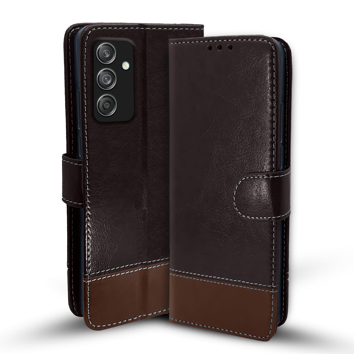 Pikkme Samsung M55/M55s/F55 5G Magnetic coffee & brown wallet flip cover