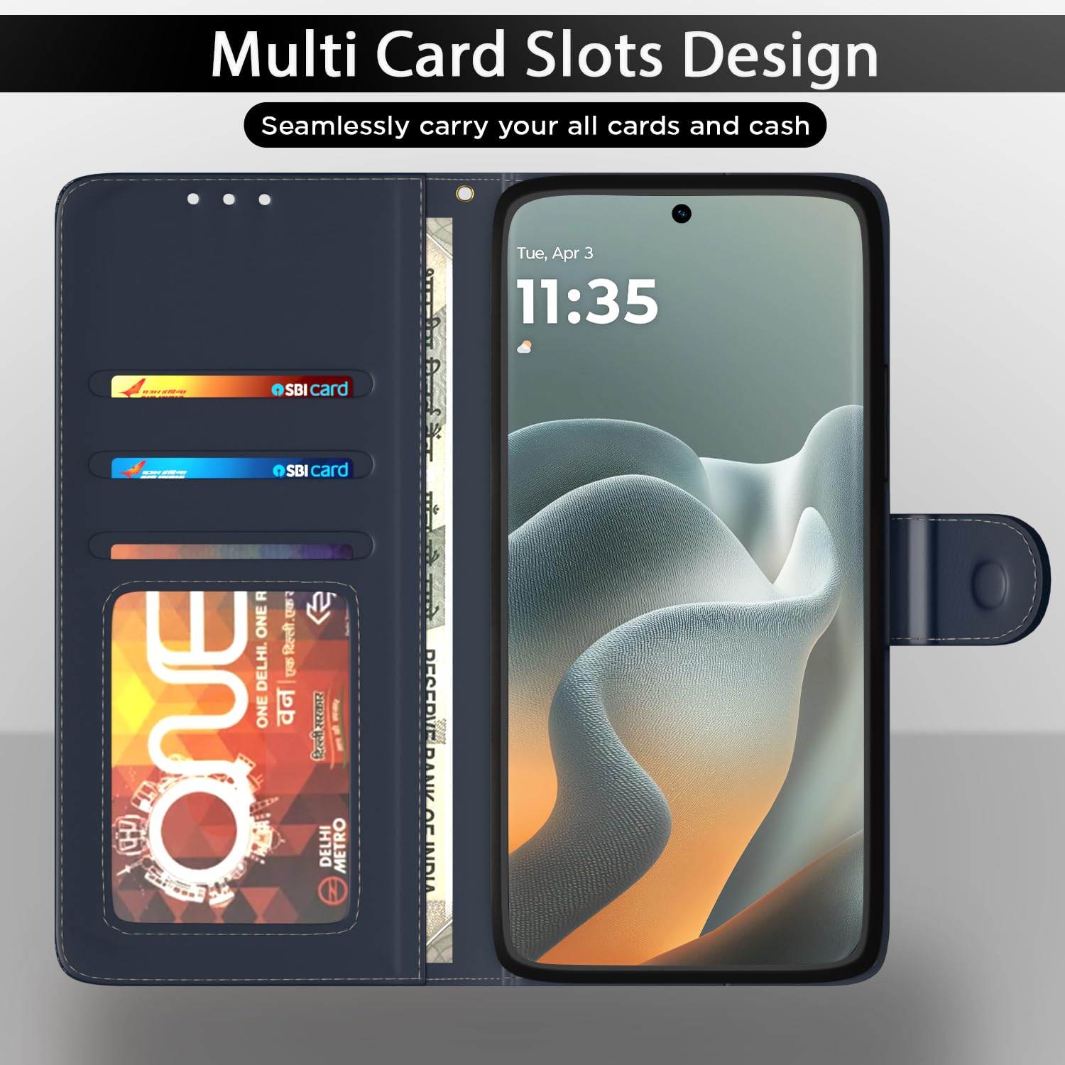 Pikkme Moto Edge 70 Fusion 5G blue wallet flip cover – photo 5