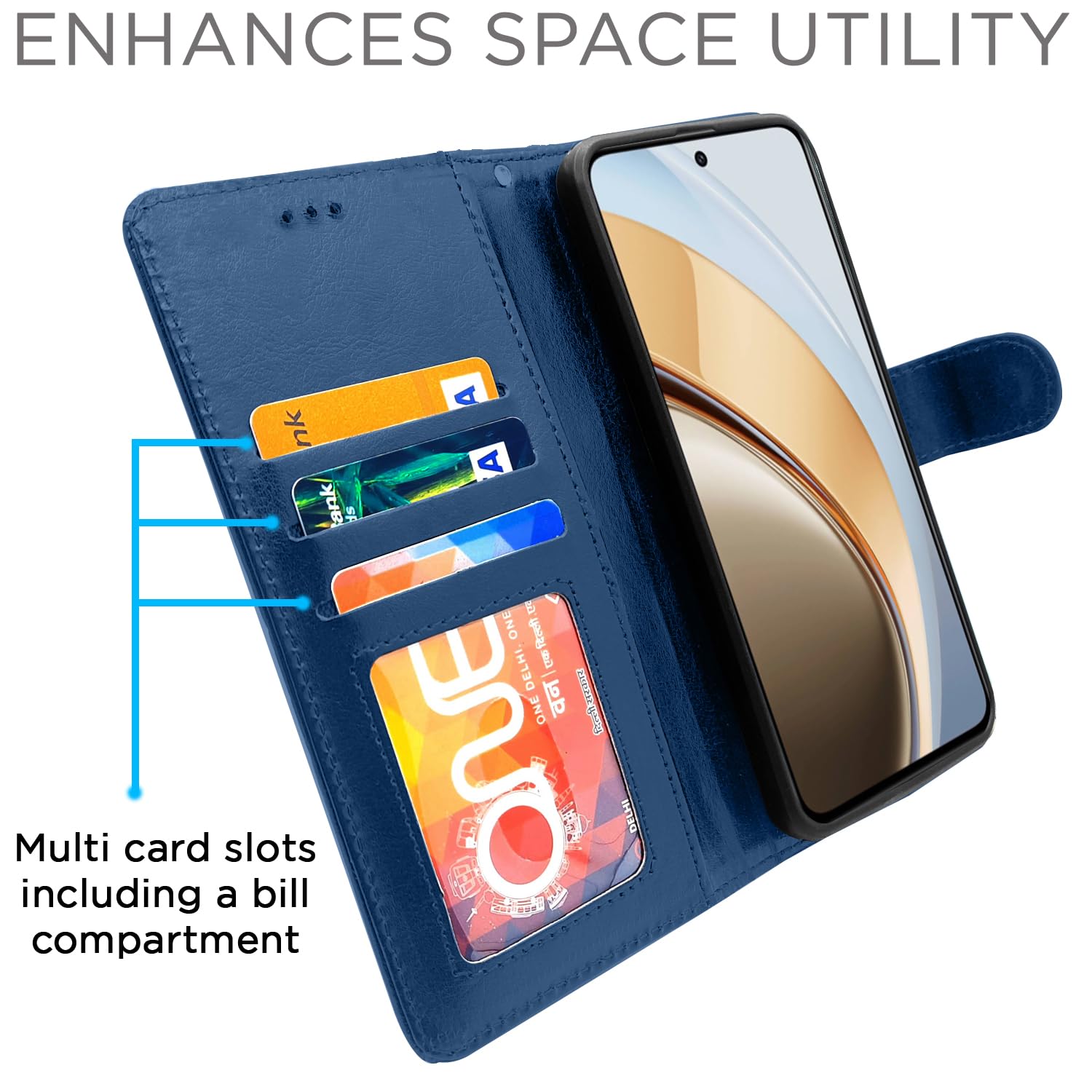 Pikkme Vivo Y300 5G Vintage Flip Cover | Blue