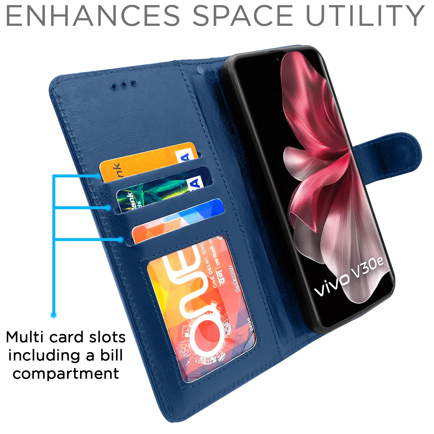 Pikkme Vivo V30e 5G Vintage Flip Cover| Blue