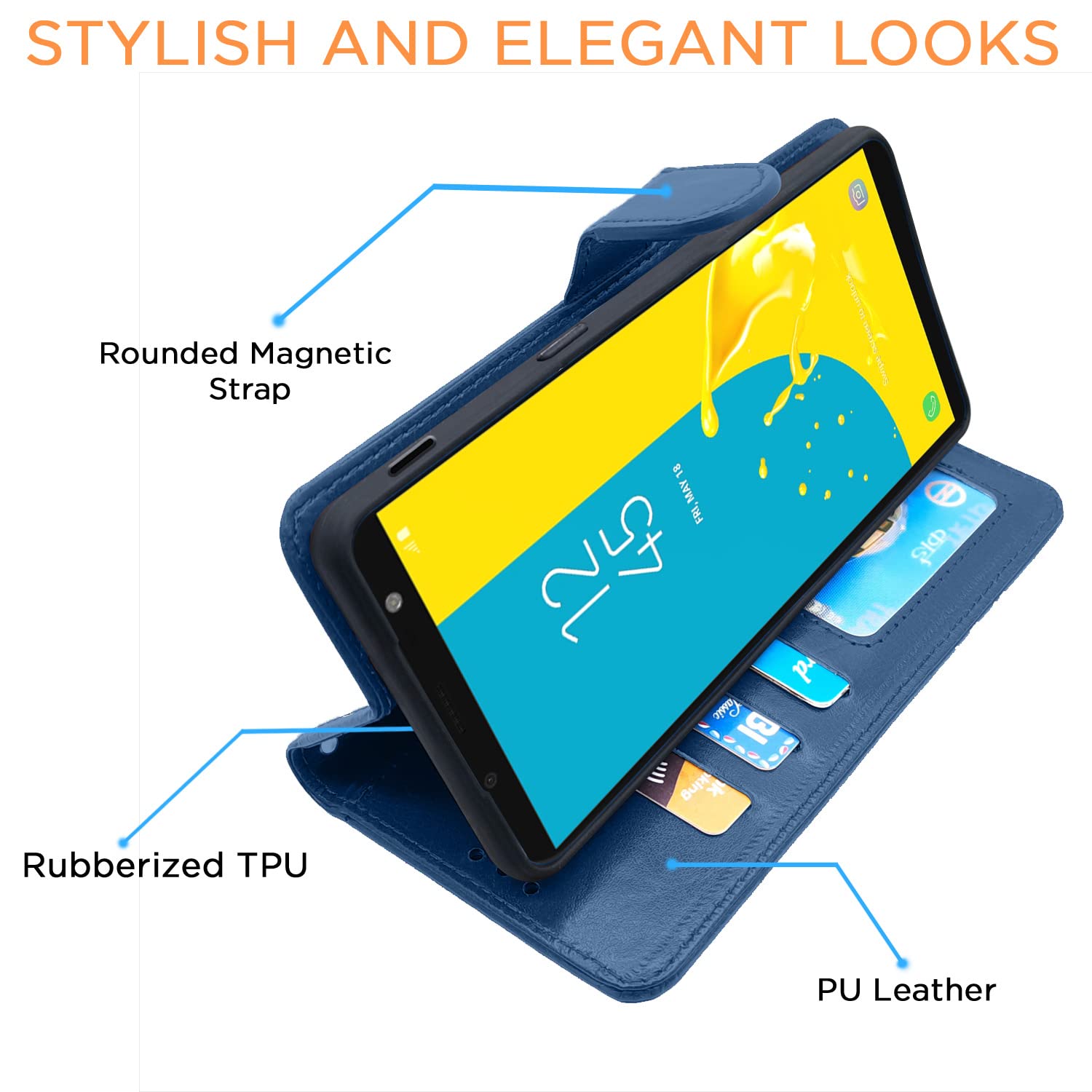 Pikkme Samsung Galaxy J6 2018 Vintage Flip Cover (Blue)
