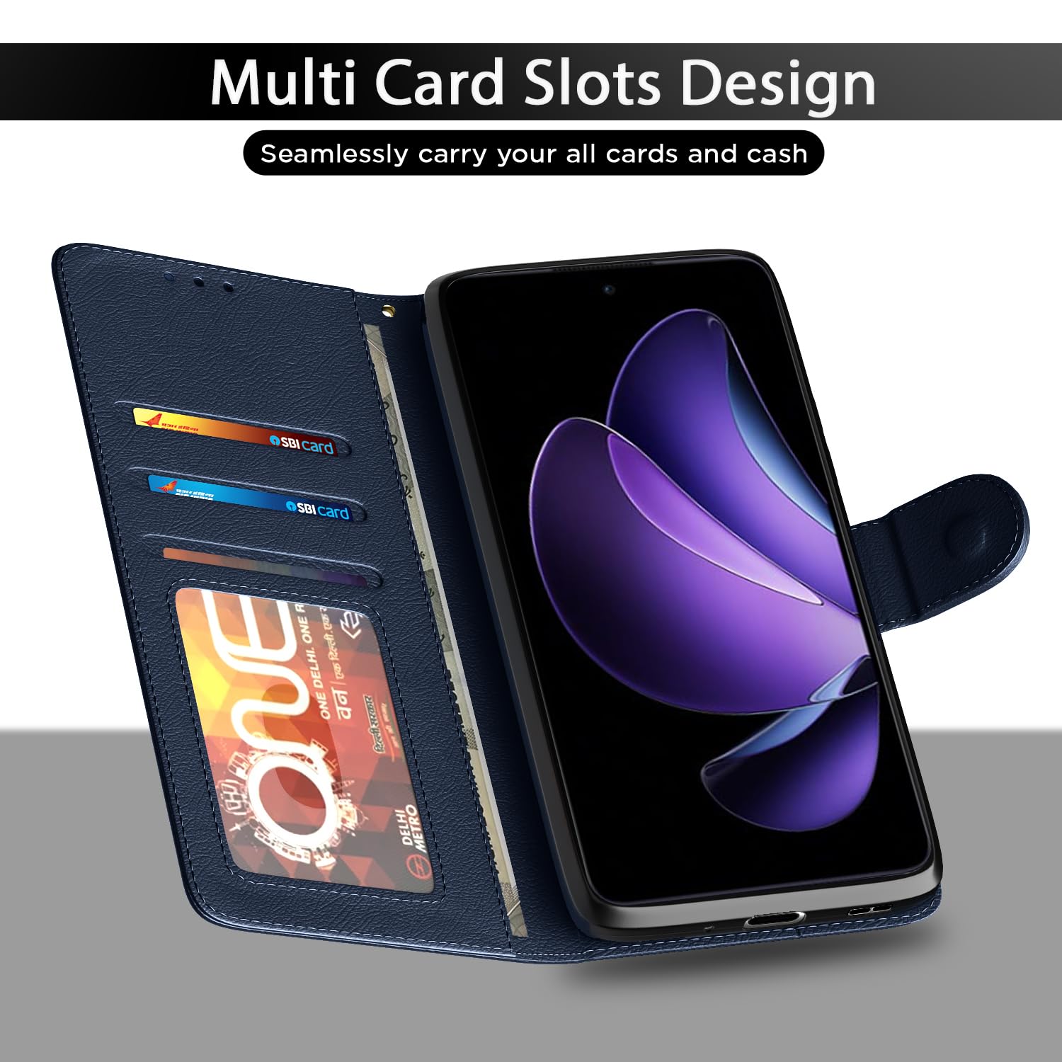 Pikkme blue Wallet wallet flip cover for Oppo Reno 13F 5G – photo 5