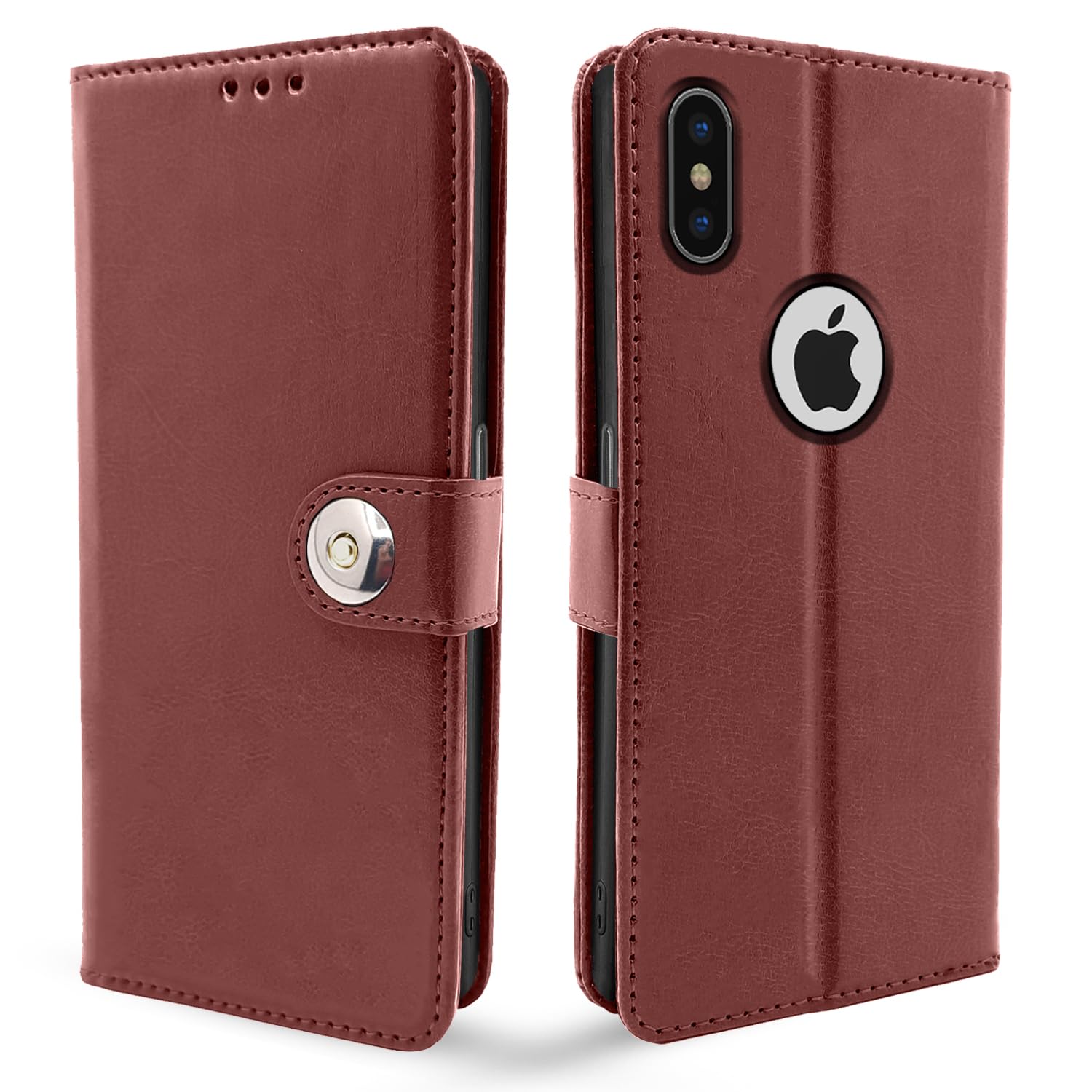 iPhone X/XS wallet flip cover in brown by Pikkme