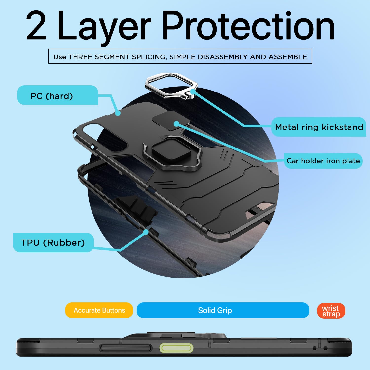 Pikkme Samsung Galaxy A14 5G D5 Tough Armor Back Cover | Black