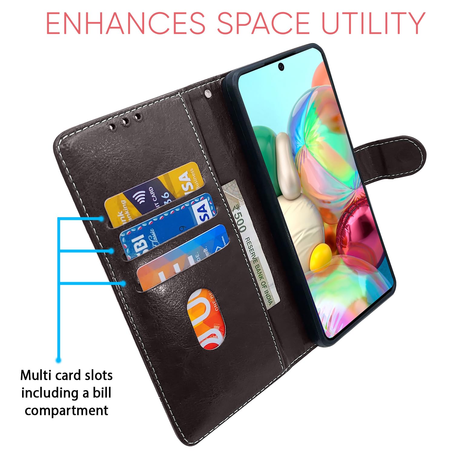 Pikkme coffee & brown mobile flip cover for Samsung A51 – photo 3