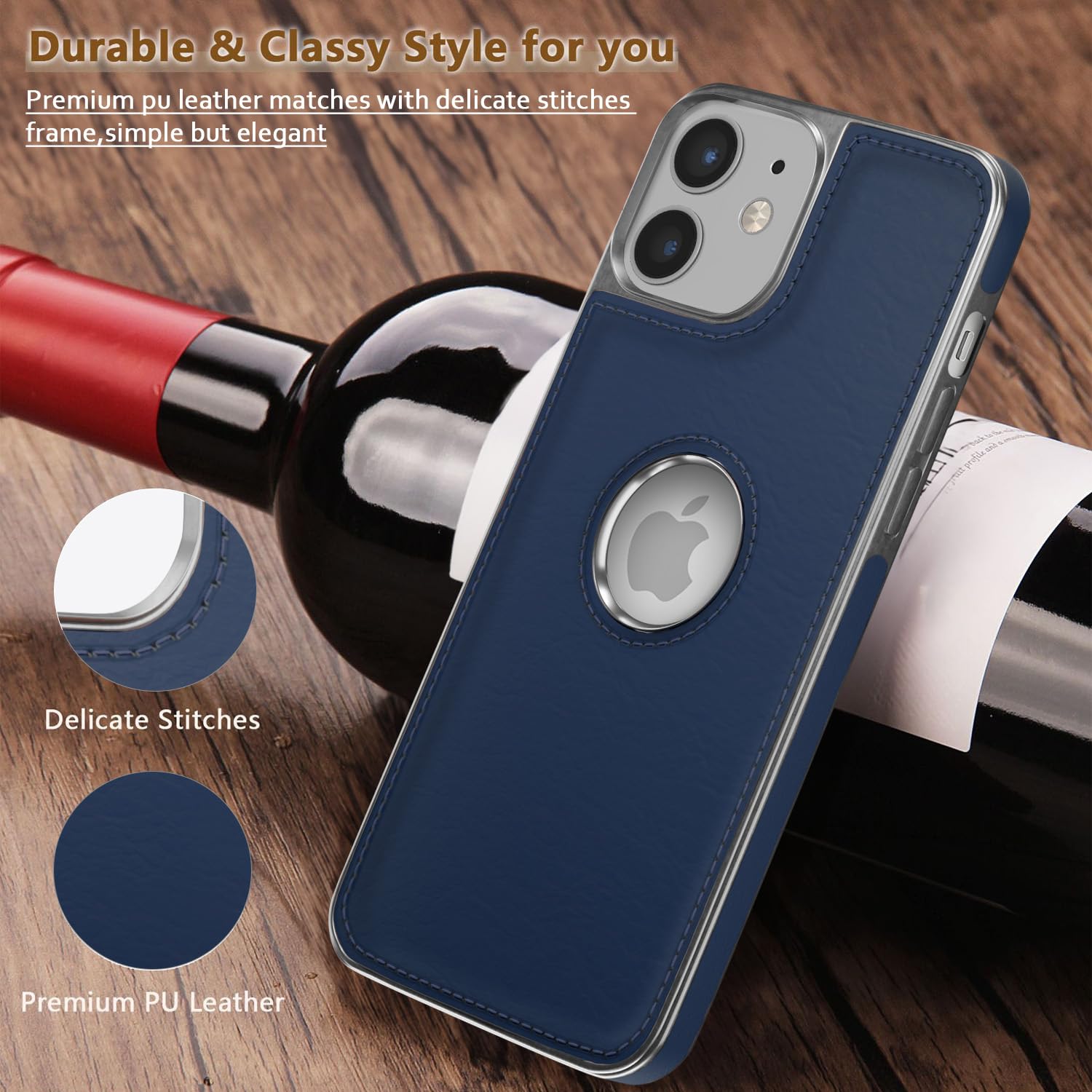 Pikkme iPhone 12 Mini Silver Electroplated Chrome Leather Back Cover (Blue)