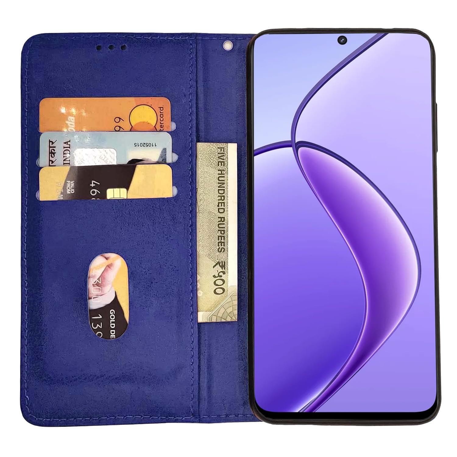 Blue Magnetic wallet flip cover for Realme Narzo 70x 5G/N65/13/12/12X 5G/C65 – Pikkme – photo 2