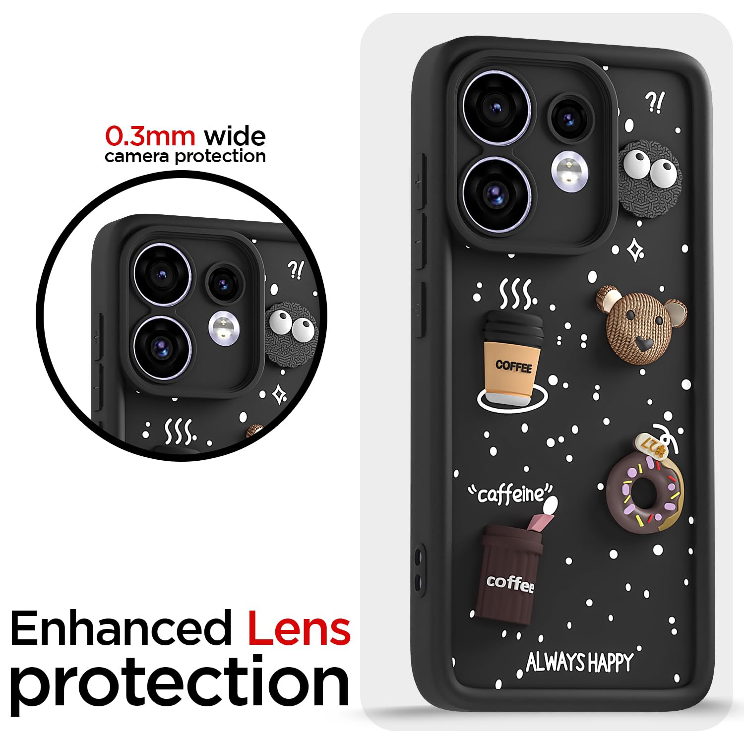Pikkme black Bear Coffee back cover for Oppo Reno 16 5G – photo 5