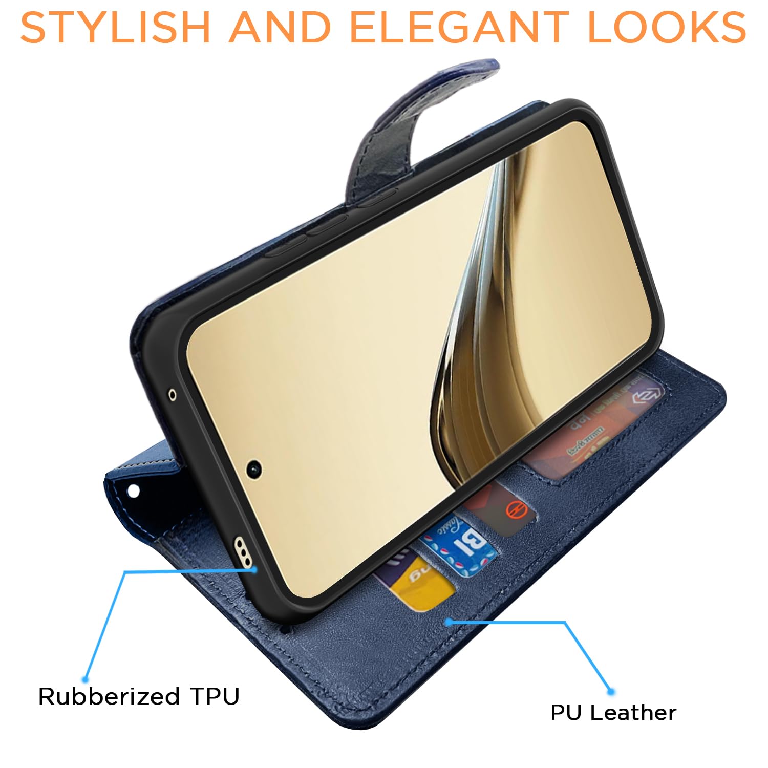 Navy & light blue wallet flip cover for Realme 13 Pro/13 Pro Plus 5G – Pikkme – photo 5