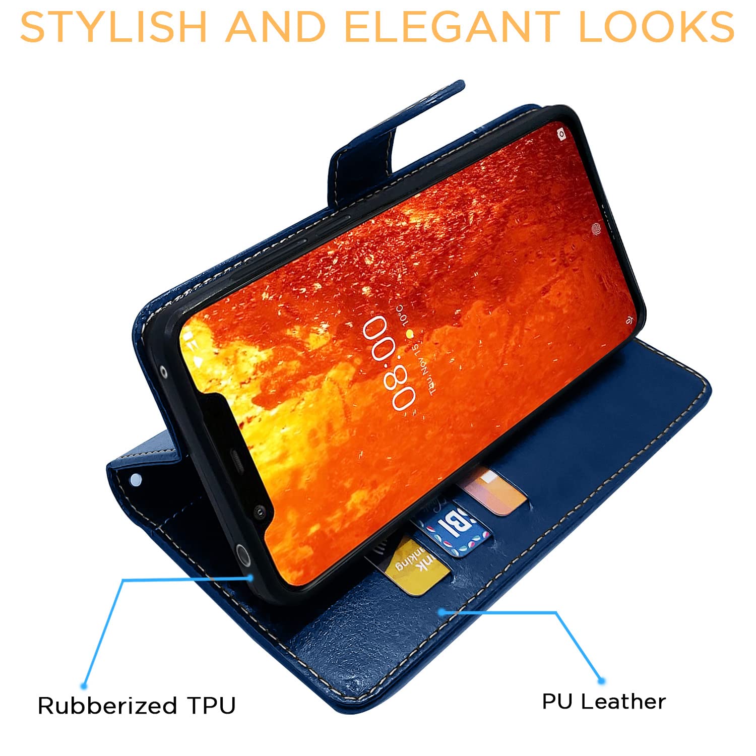 Nokia 8.1 Magnetic mobile flip cover in blue & brown by Pikkme – photo 5