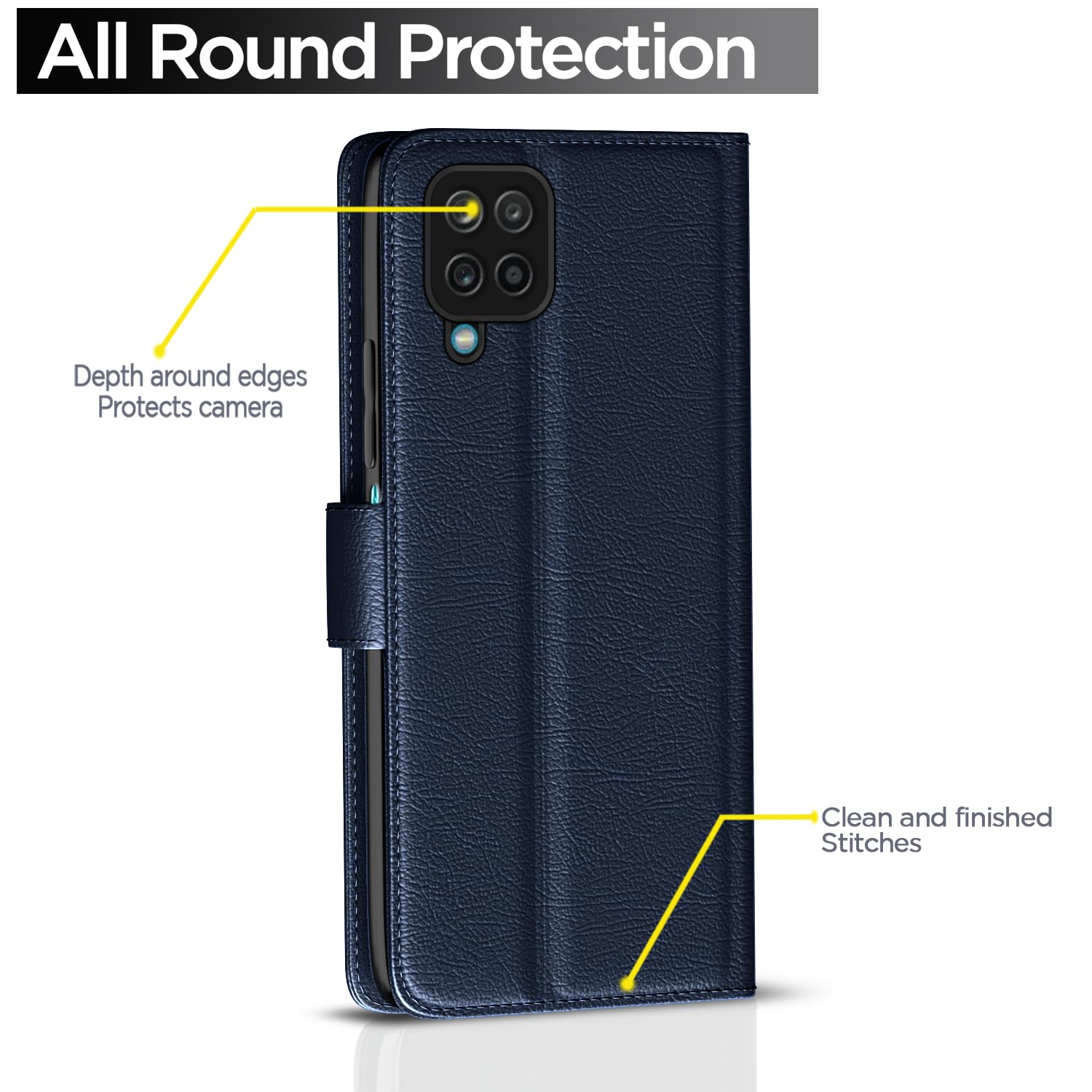 Pikkme Samsung Galaxy M32 4G / M32 Prime / F22 4G Flip Cover (Blue)
