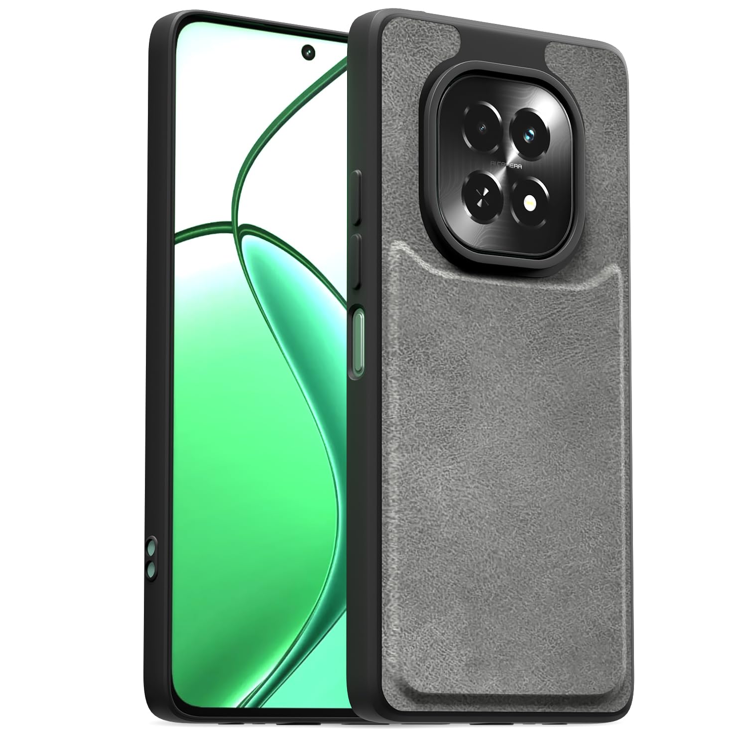 Pikkme grey Leather back cover for Realme C63 5G