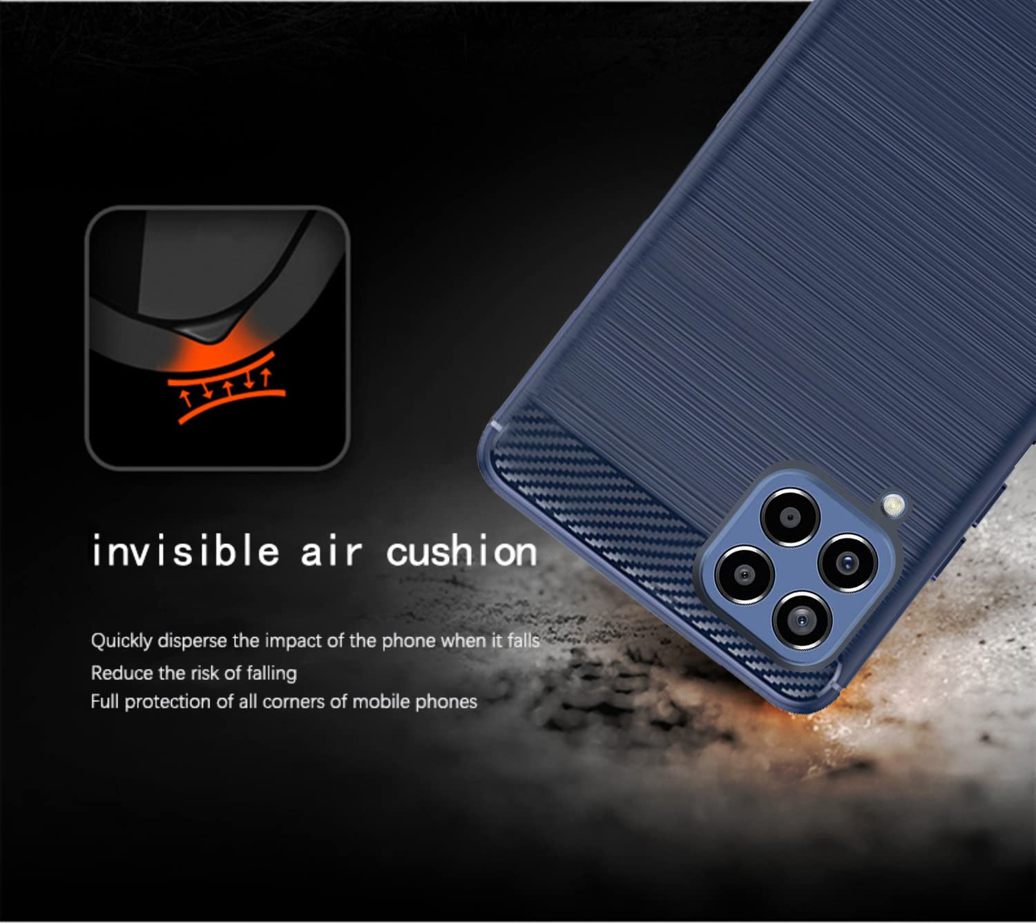 Pikkme Samsung Galaxy M33 5G Hybrid Carbon Fiber Back Cover | Blue