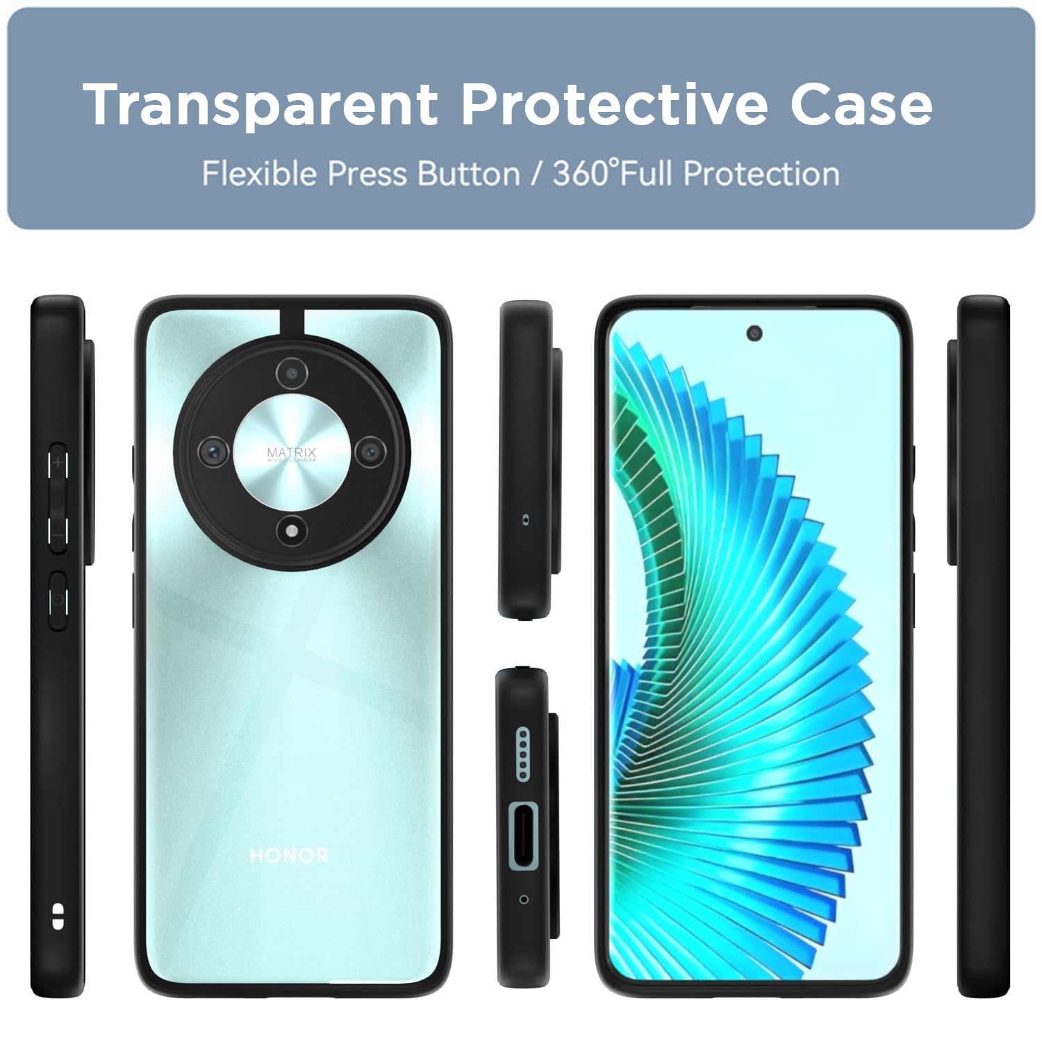 Pikkme Honor X9B 5G Eagle 2 Shockproof Sleek Hybrid Armor Back cover (Black)
