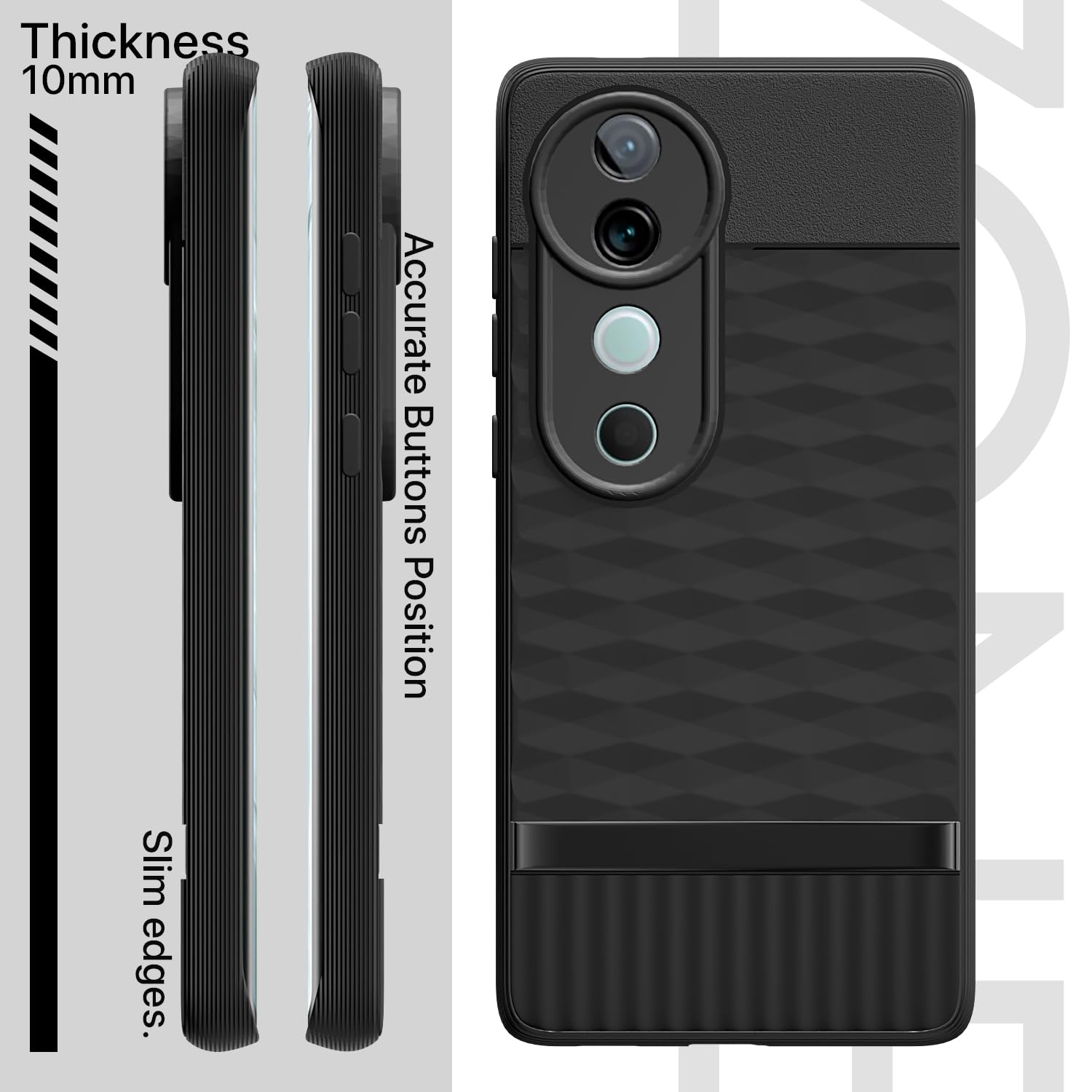 Pikkme Vivo V40 5G / V40 Pro 5G / T3 Ultra 5G Gencase Back Cover (Black)