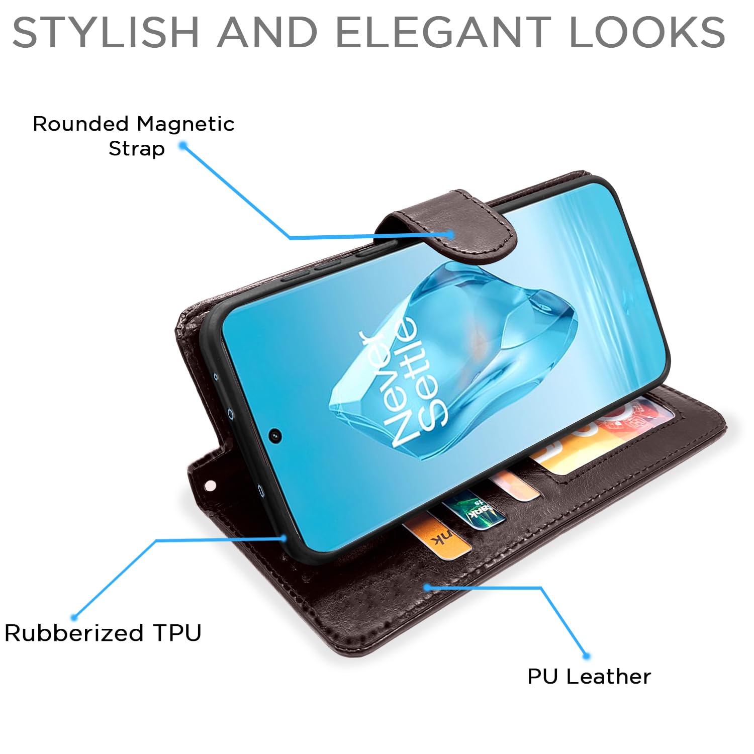 Pikkme OnePlus 12R 5G Vintage Flip Cover (Coffee)